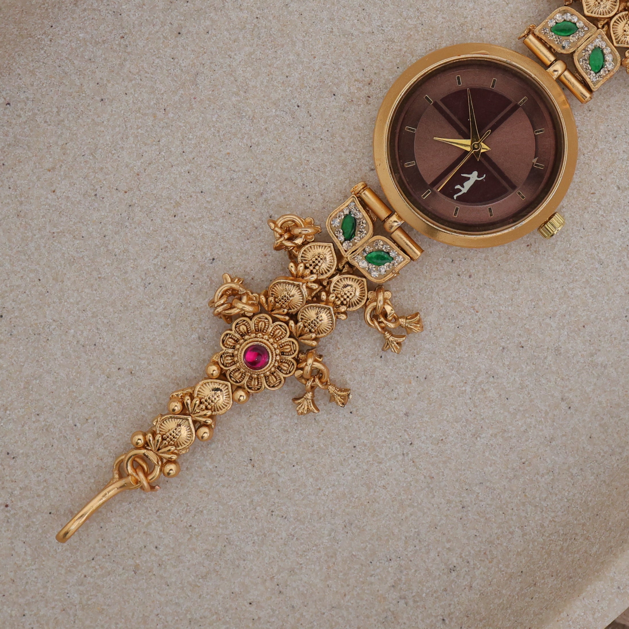 Gold Tone Rich Heritage Brown Dial Kashmiri Bracelet Watch