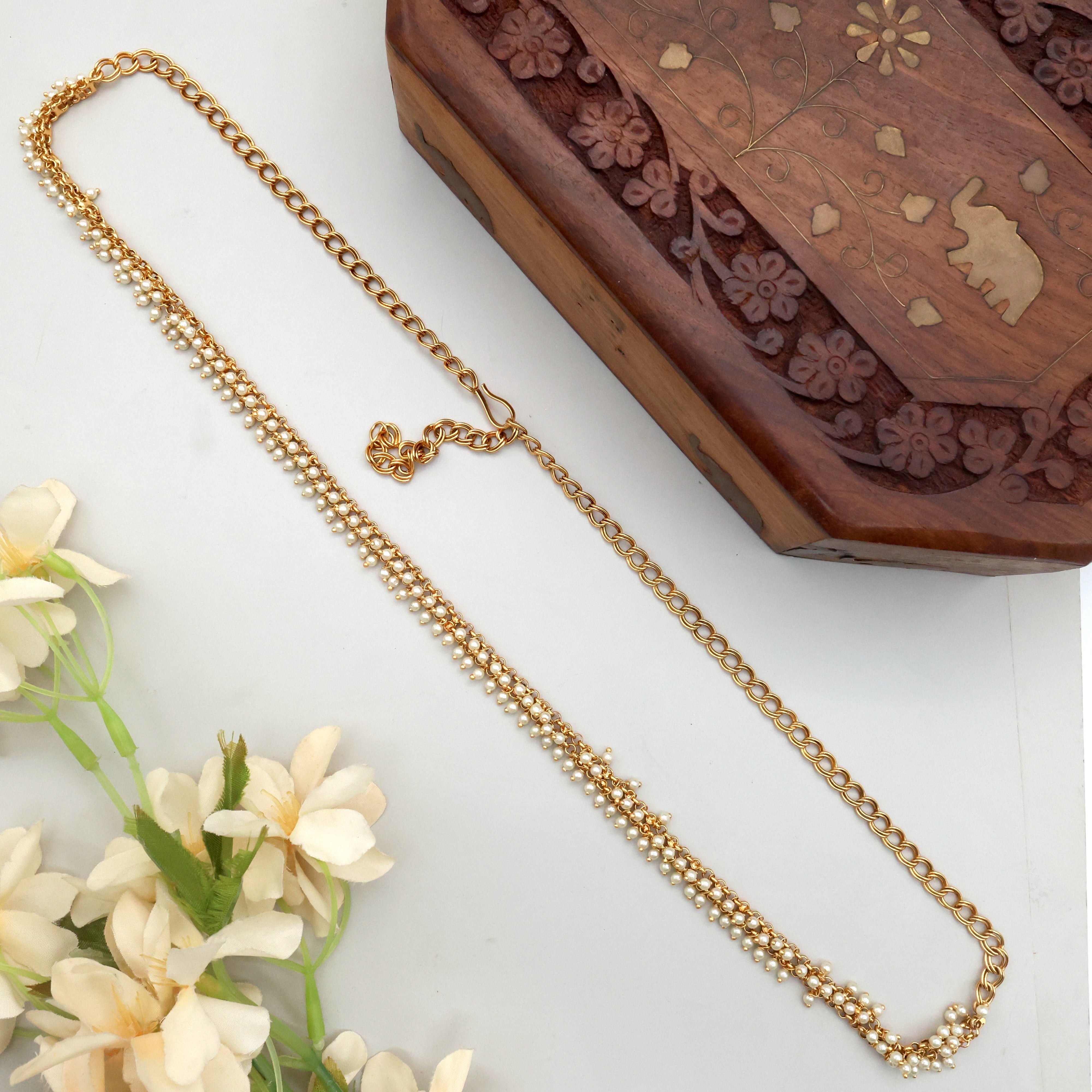 Antique Minimal Pearl Bridal Hip Chain