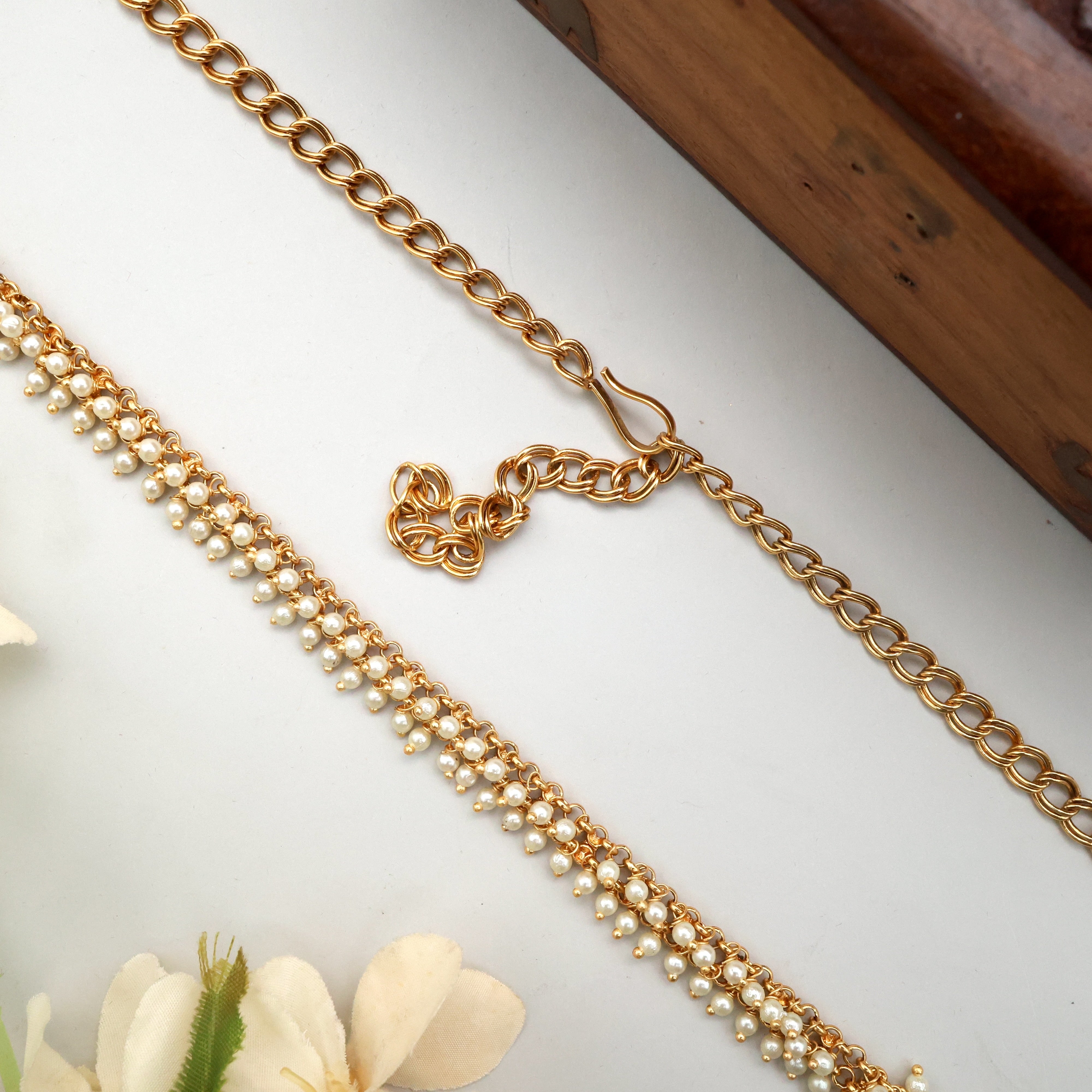 Antique Minimal Pearl Bridal Hip Chain