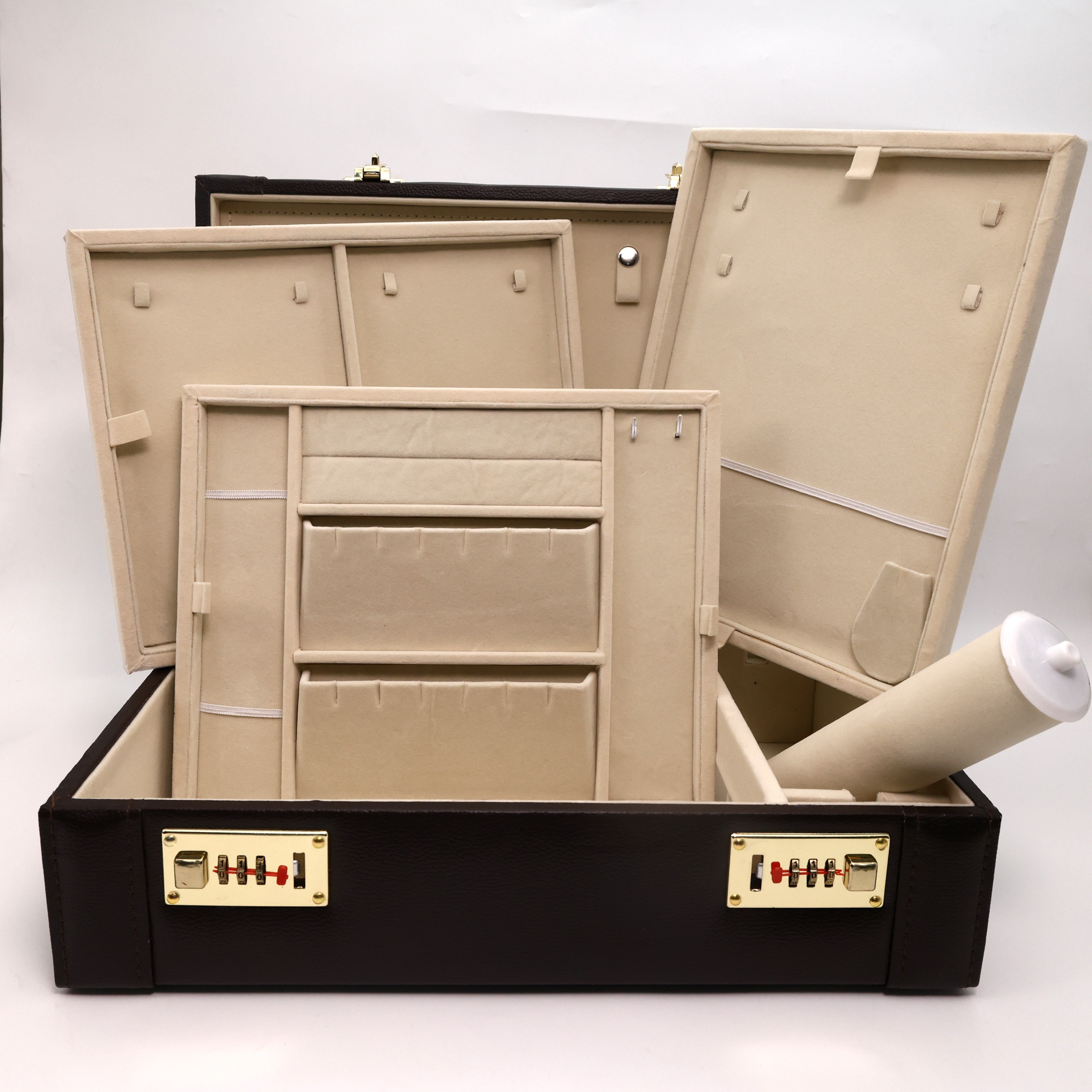 Royal Brown 4+1 Wooden Jewellery Organiser with Double Number Lock System