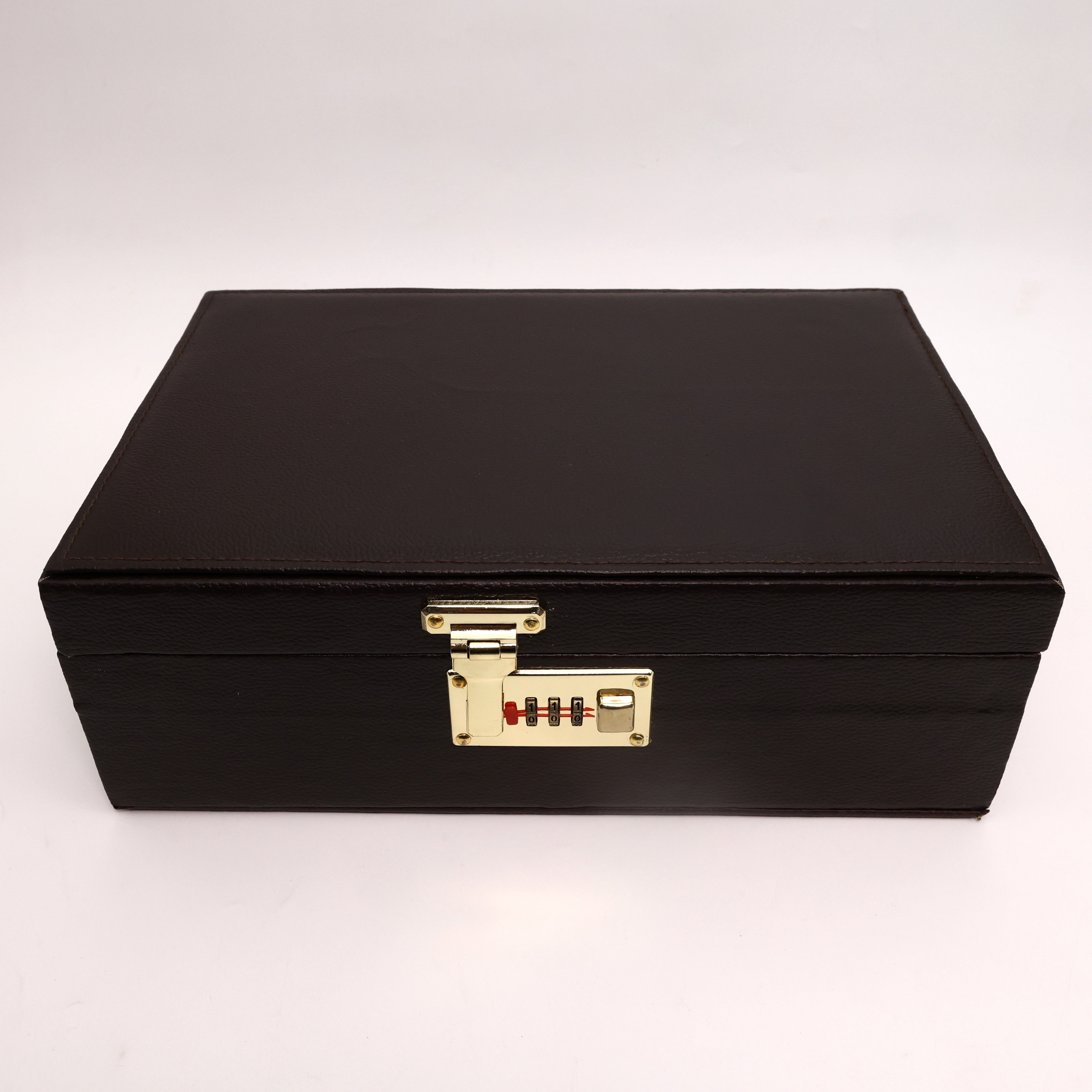 Royal Brown Premium Necklace Organiser with Mirror & Number Lock