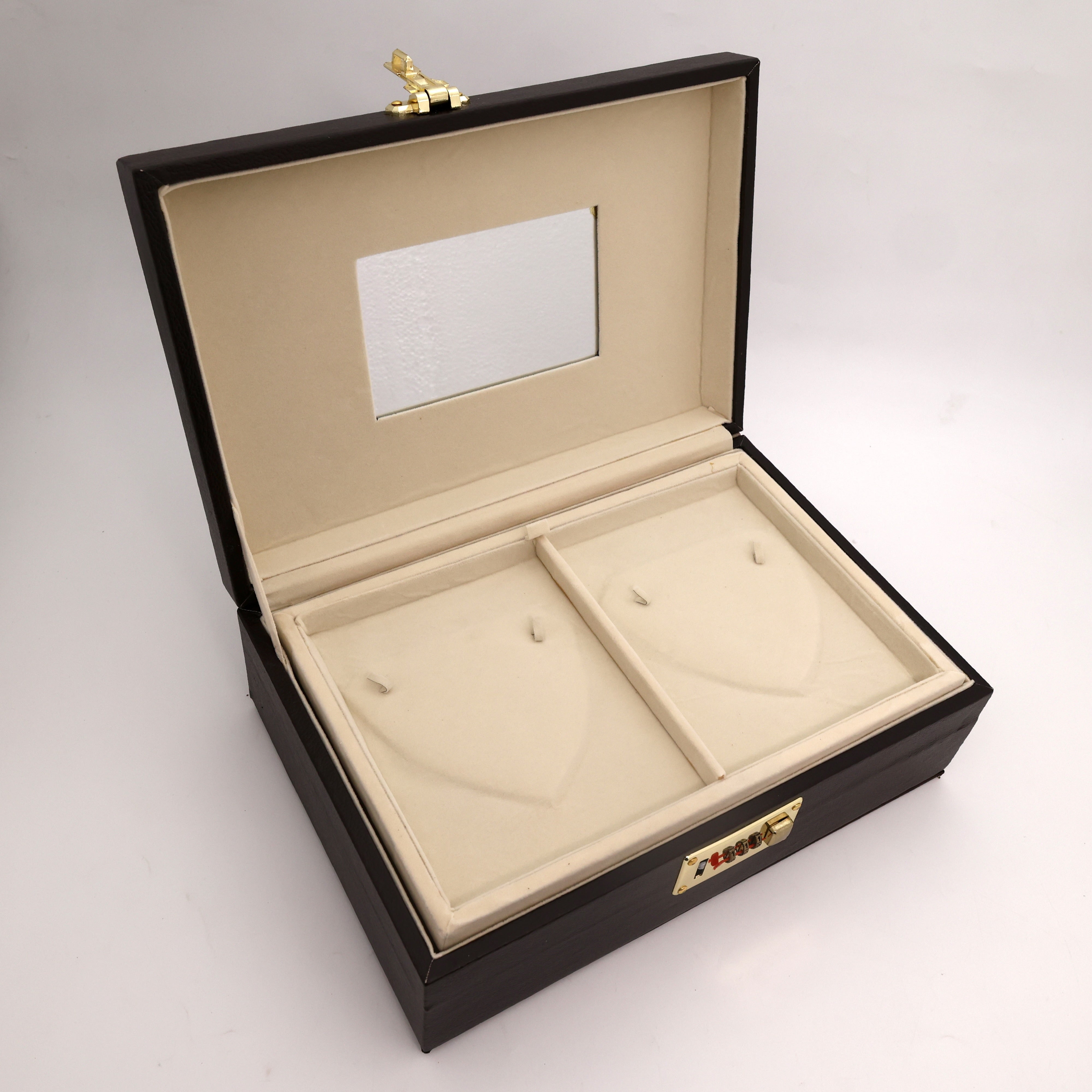 Royal Brown Premium Necklace Organiser with Mirror & Number Lock