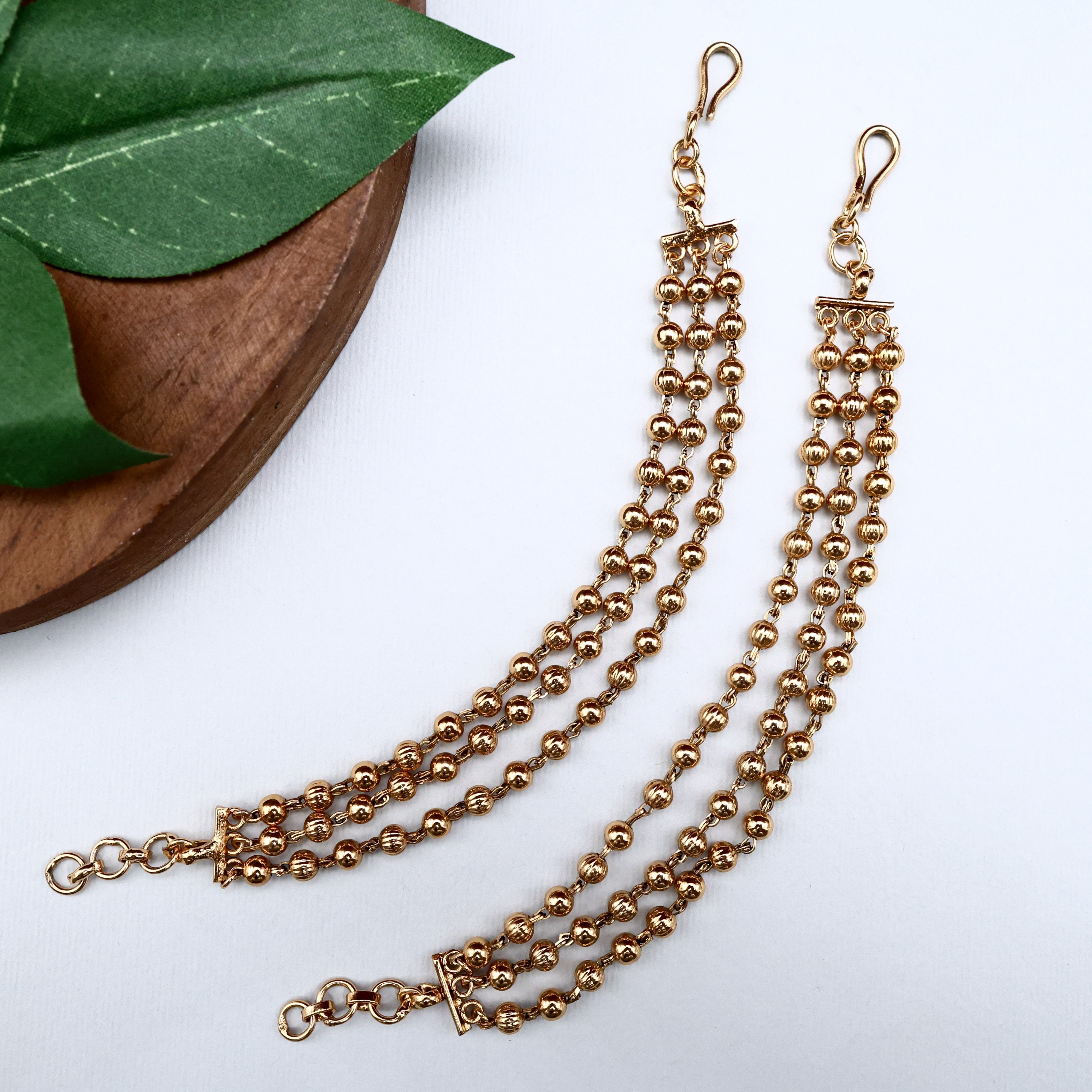 Antique 3 Line Balls Maatal/Ear Chain