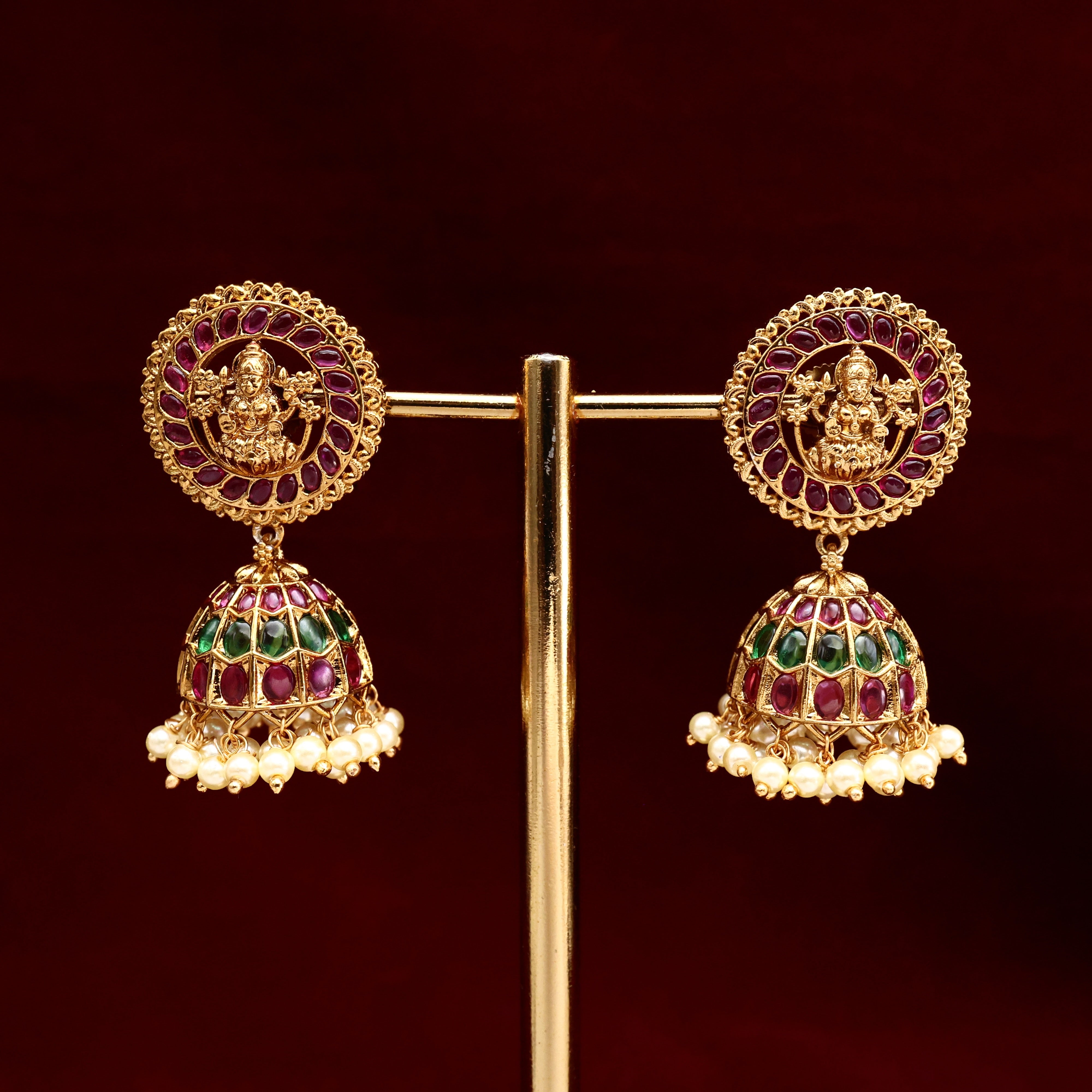 Lakshmi Chakra Kemp Antique Bridal Jhumkas