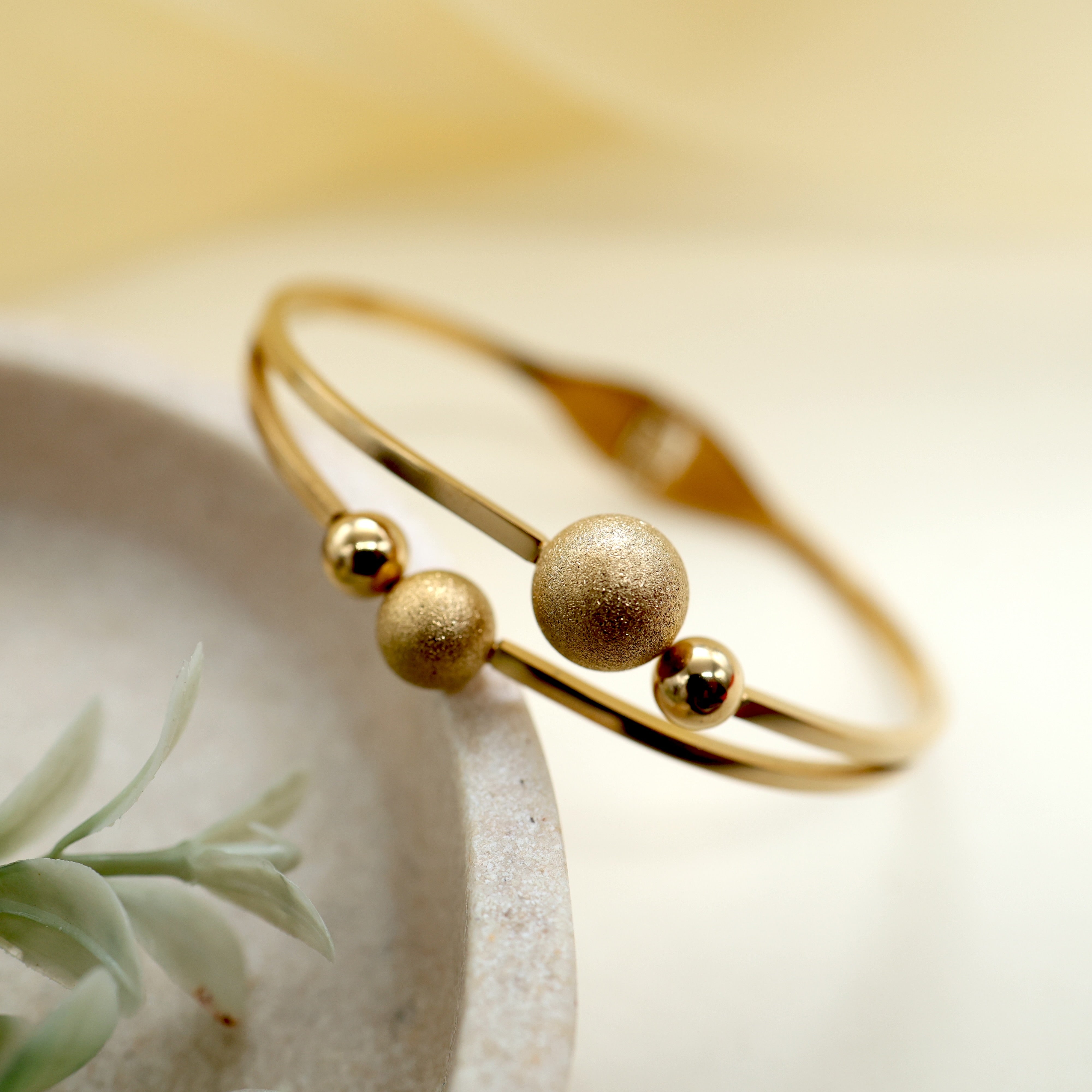 Gold Tone Anti Tarnish Bracelet For Women - Gold Balls