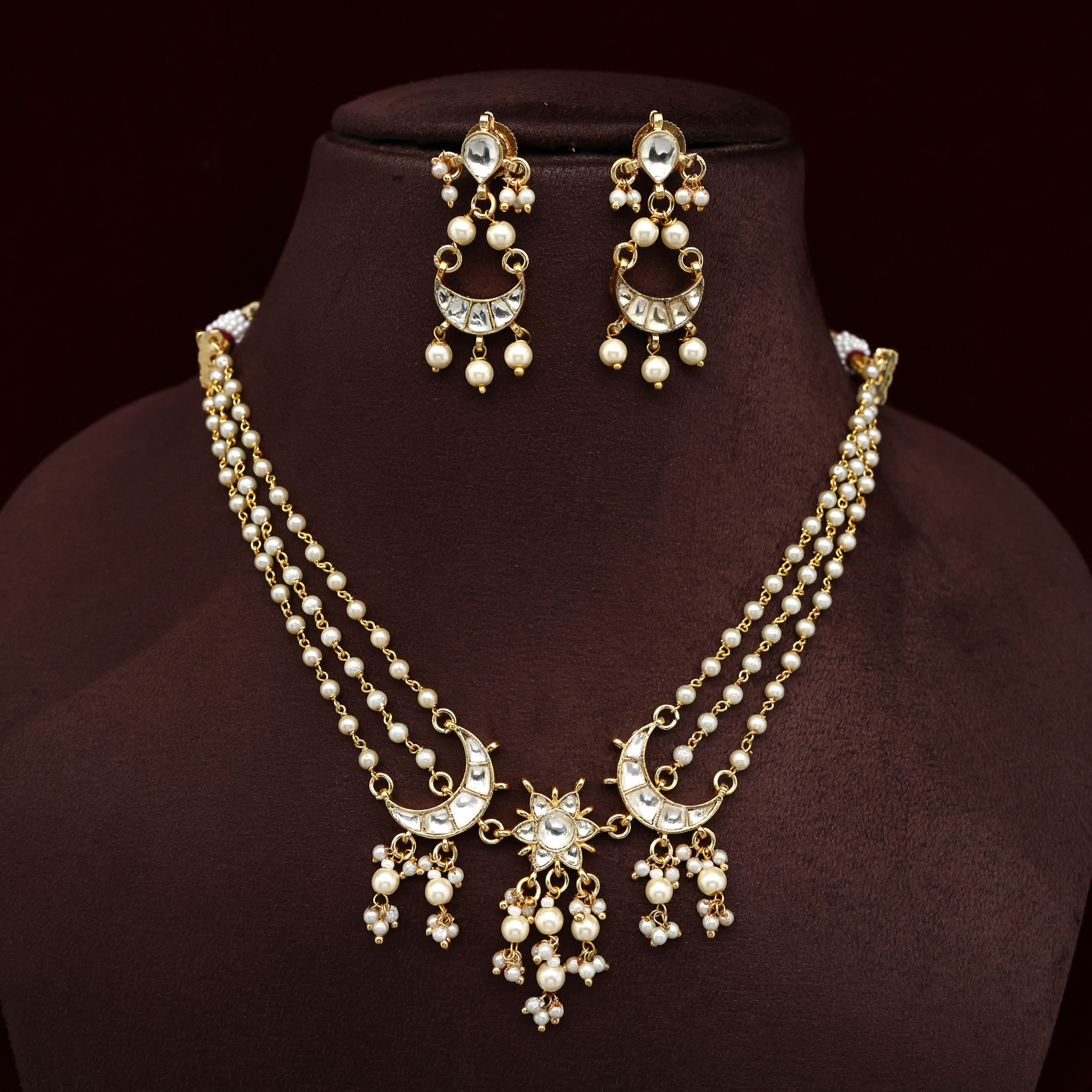 Pachi Kundan 3 Layer Chaand Surya Choker Set
