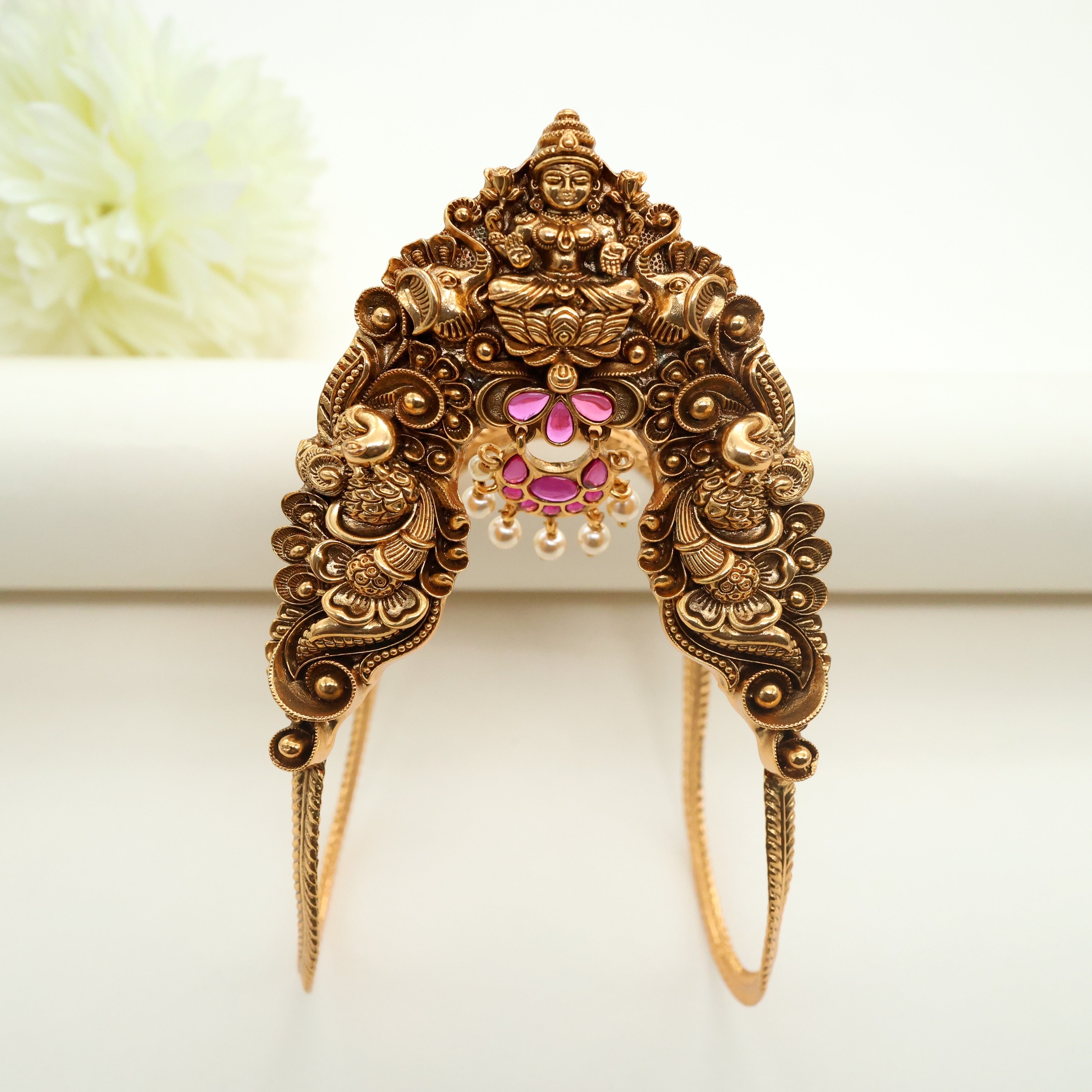 Antique Nagas Premium Kemp Mahalakshmi Bridal Vanki - Single Side Bridal Vanki