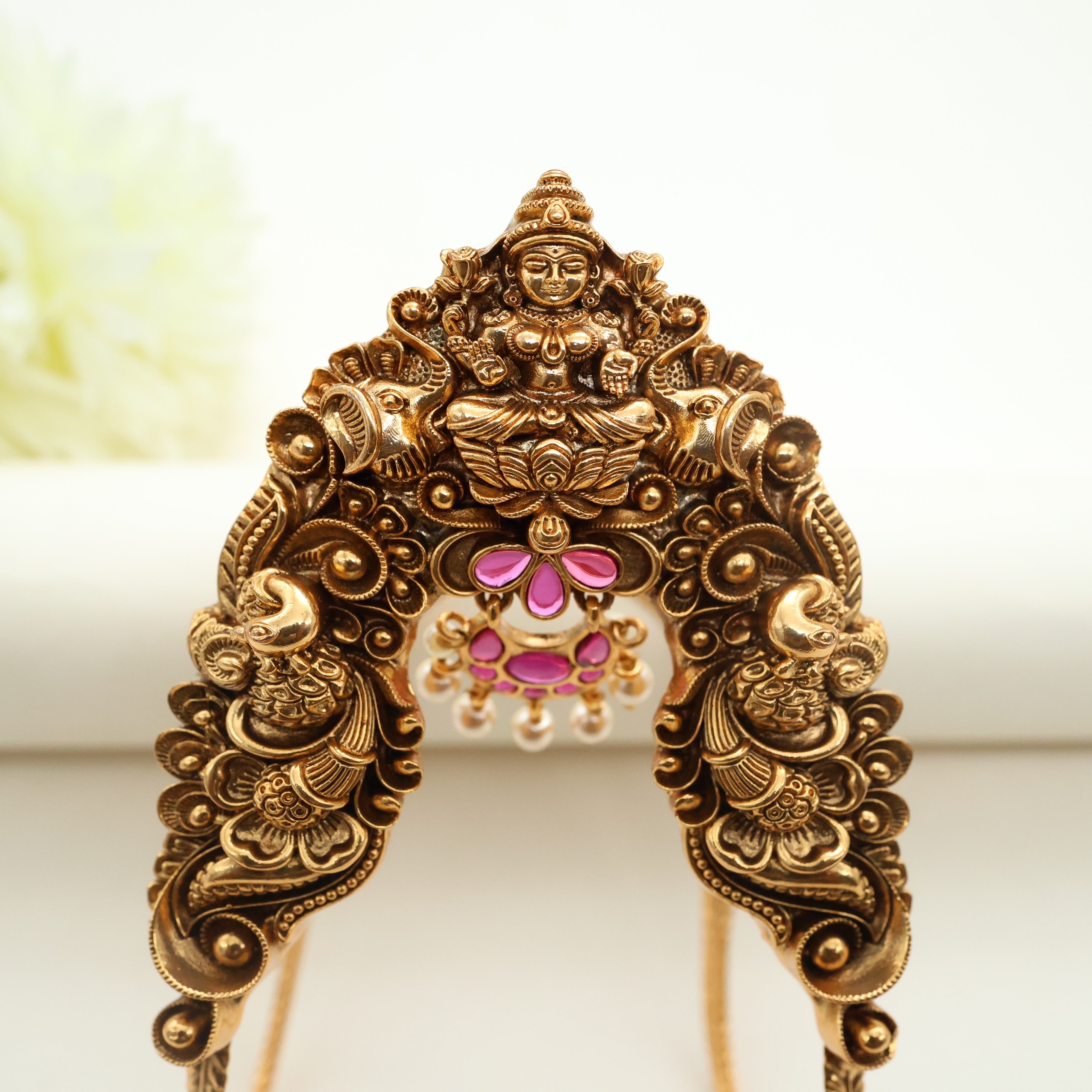 Antique Nagas Premium Kemp Mahalakshmi Bridal Vanki - Single Side Bridal Vanki