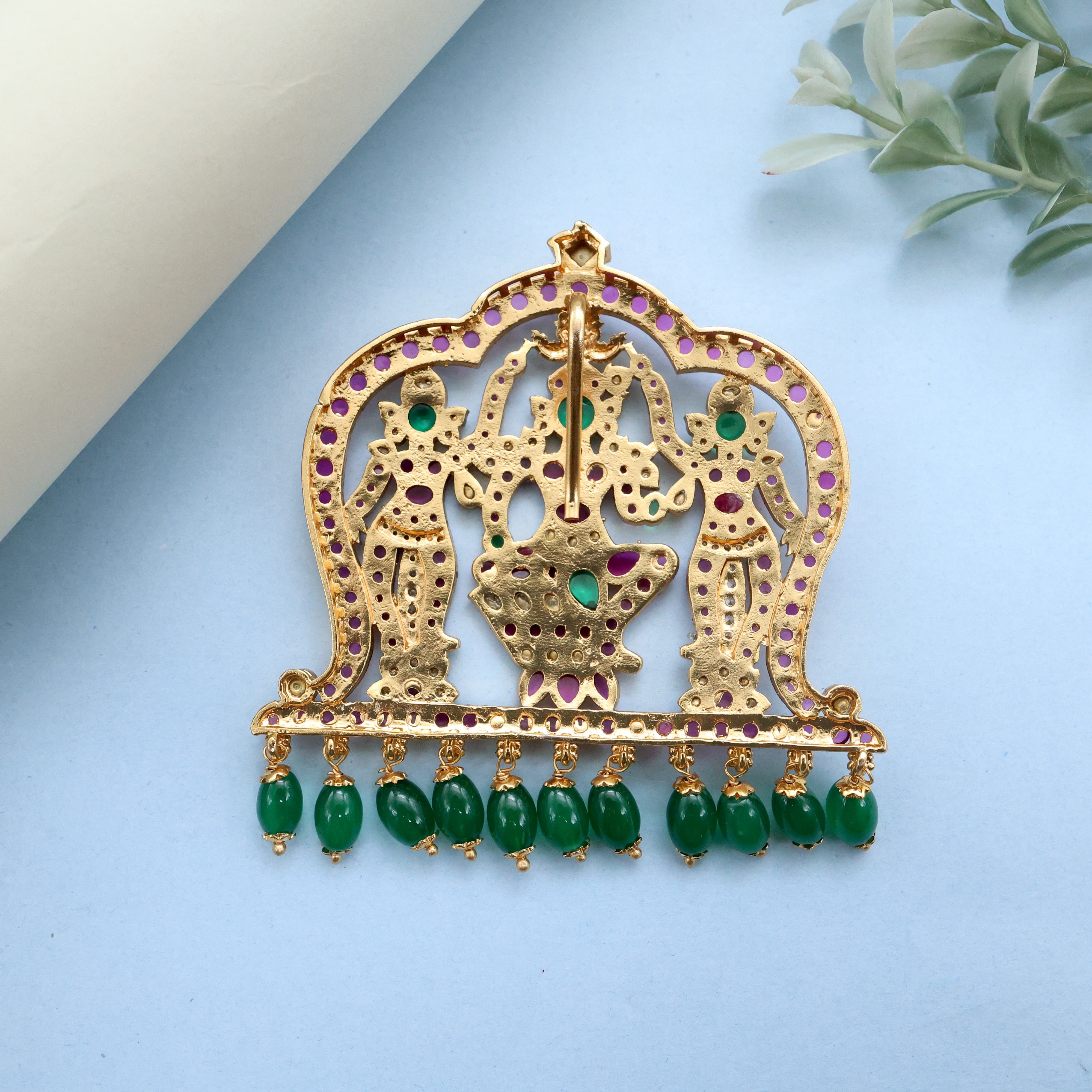 DETACHABLE PREMIUM KEMP KUNDAN RAJAGOPALA SWAMY DIVINE PENDANT
