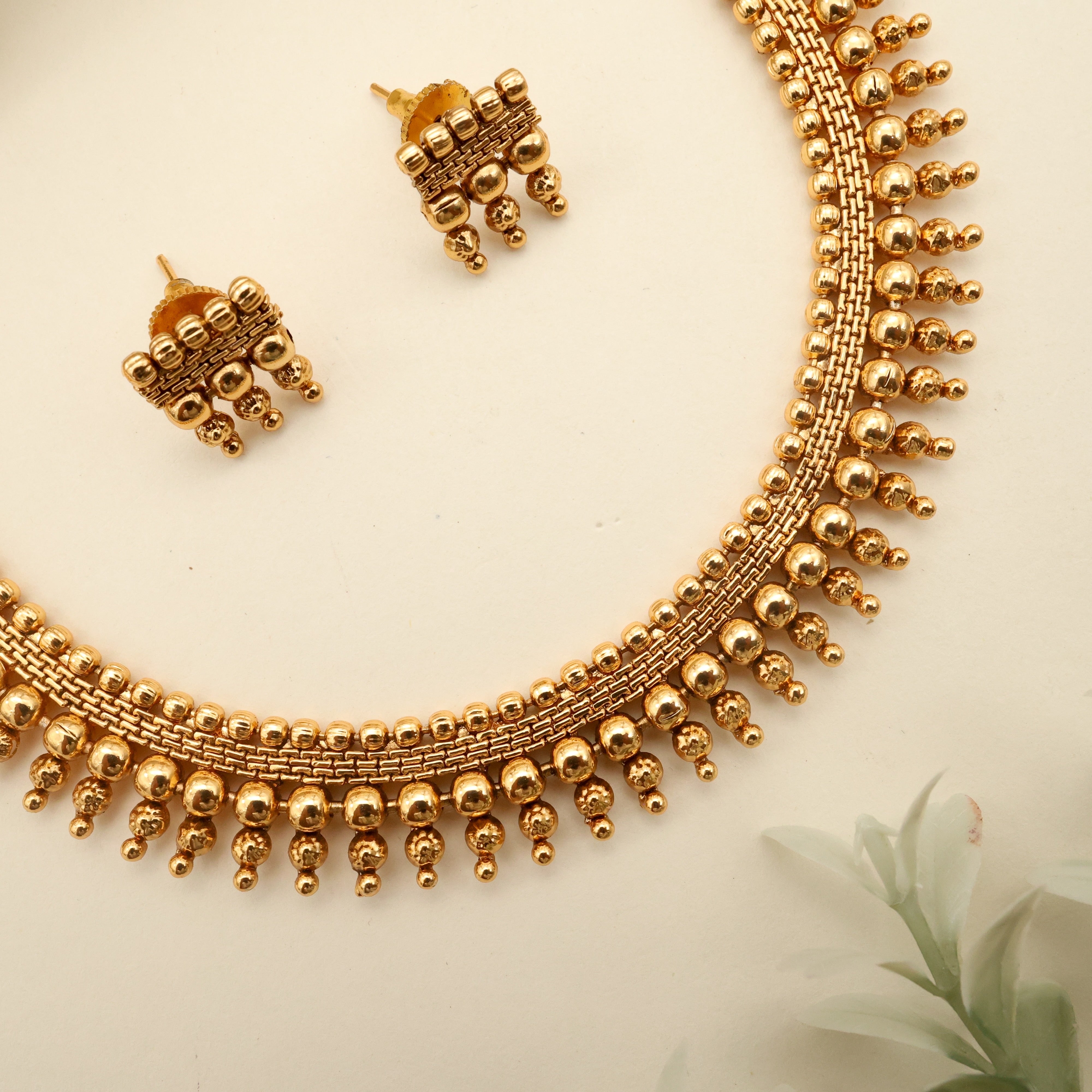 Real Gold Tone Khumbham Thushi Necklace Set
