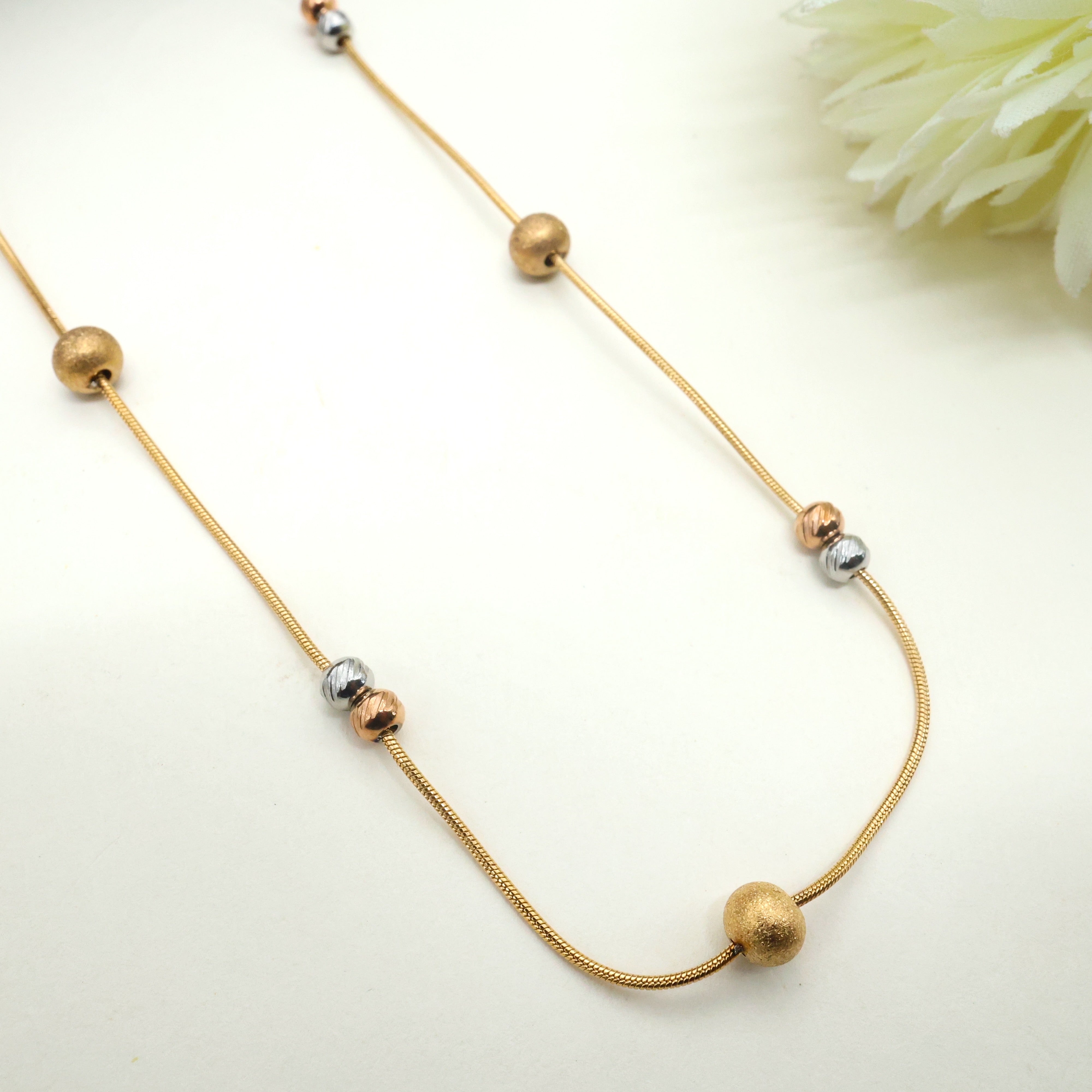 GOLD TONE ANTI TARNISH SHORT CHAIN - Silver Gold Balls