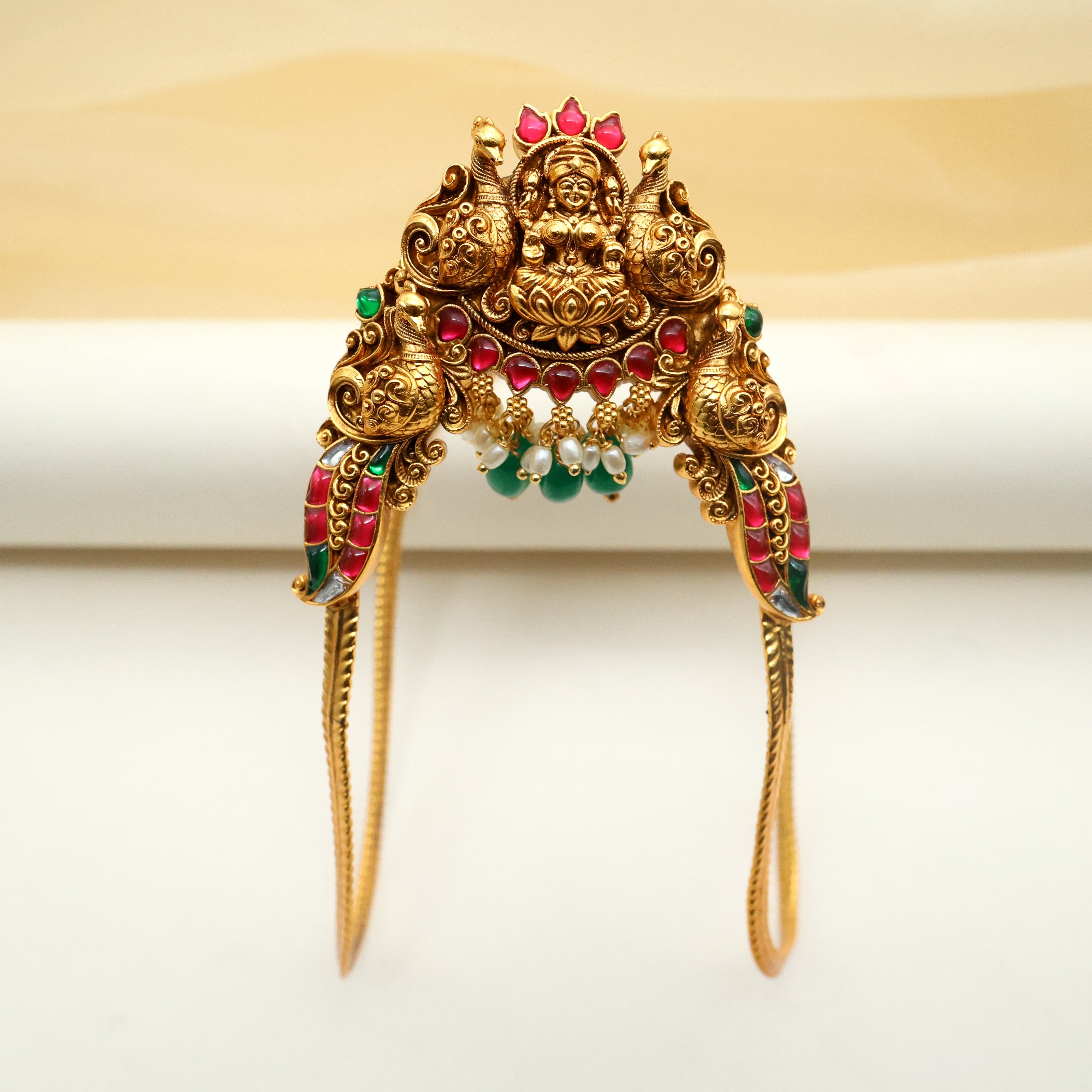 ANTIQUE NAGAS PREMIUM KEMP PEACOCK LAKSHMI BRIDAL VANKI - SINGLE SIDE BRIDAL VANKI