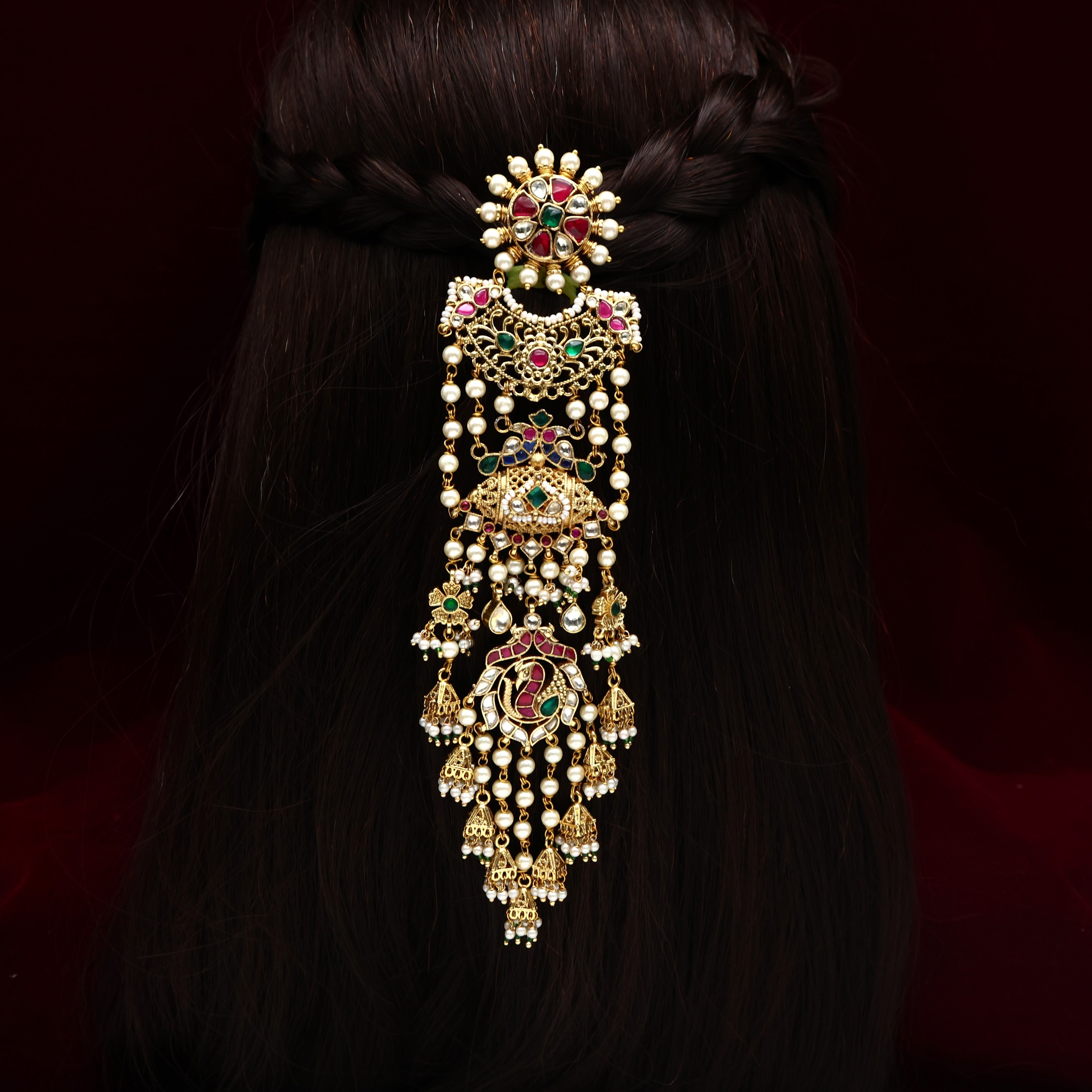 Premium Pachi Kundan 4 Layer Pearl Bridal Choti