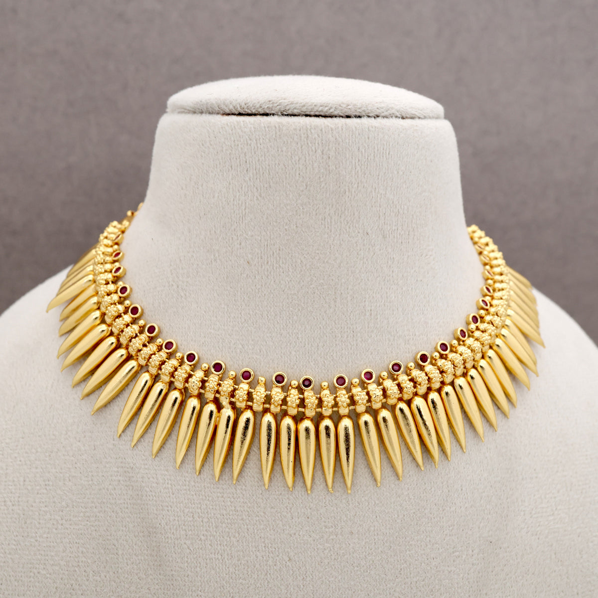 Real Gold Tone Kerala Traditional AD Mulla Mottu Necklace
