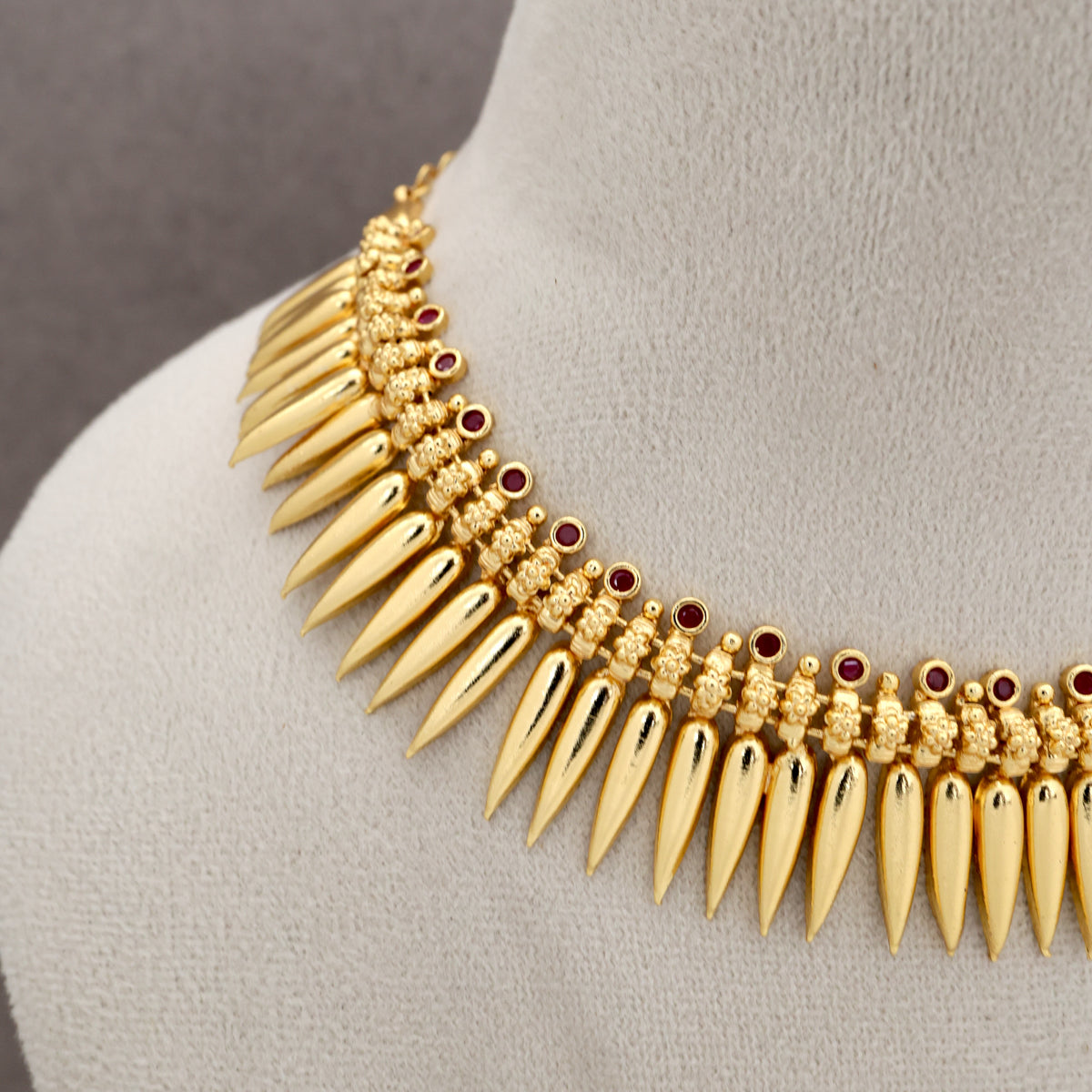 Real Gold Tone Kerala Traditional AD Mulla Mottu Necklace