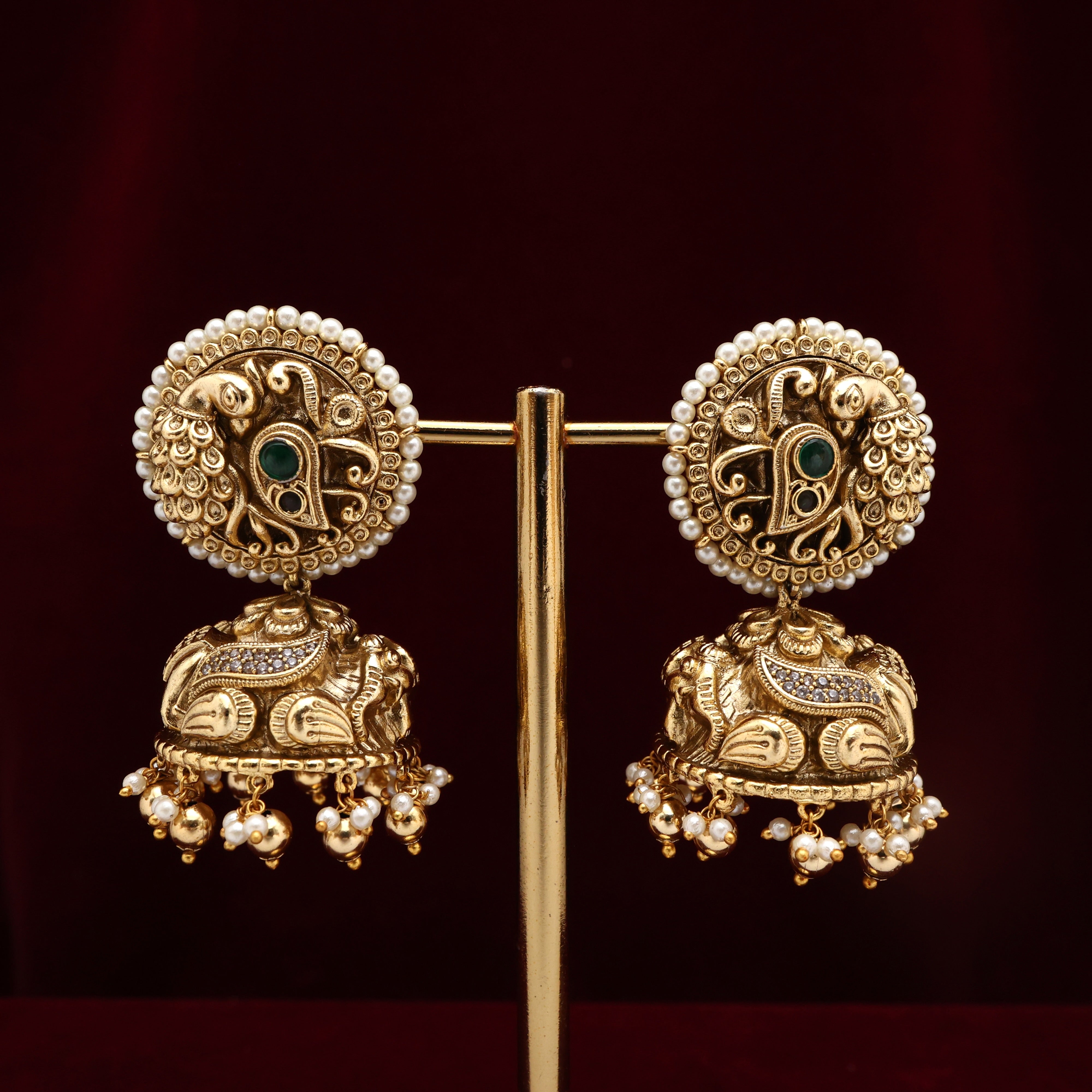 Antique Nagas Peacock Bridal Jhumkas