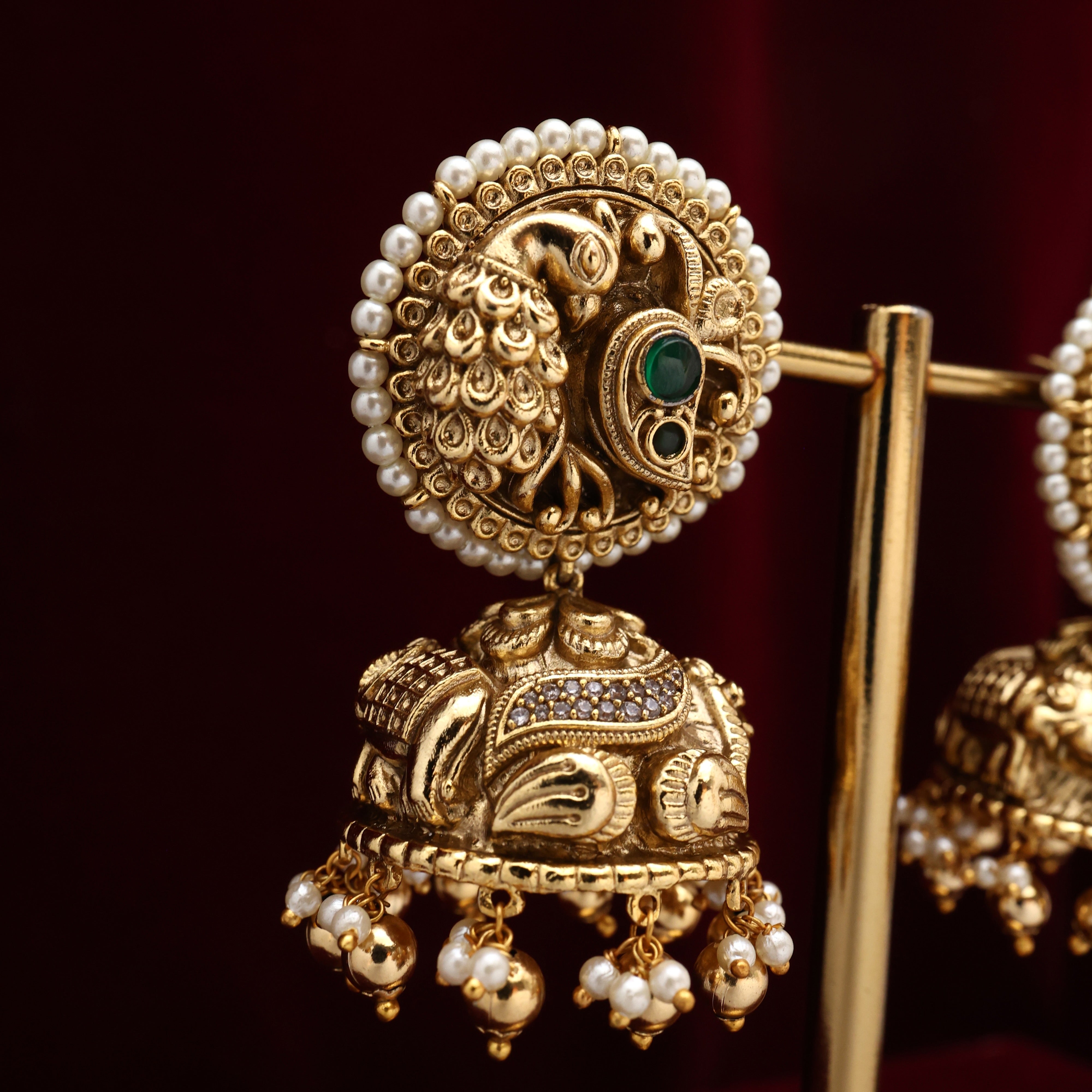 Antique Nagas Peacock Bridal Jhumkas