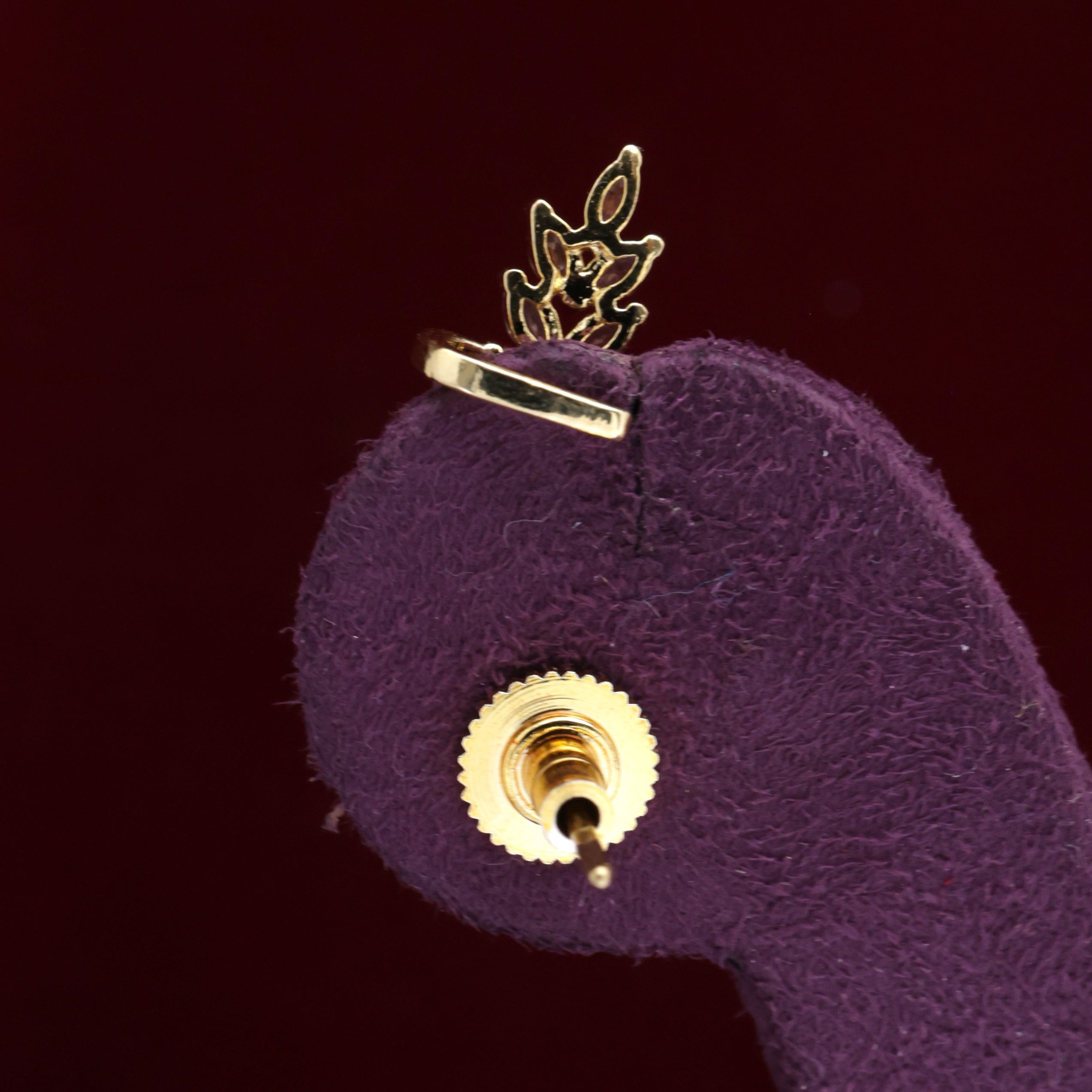 AD Diamond Look Leaves Earcuff Earrings