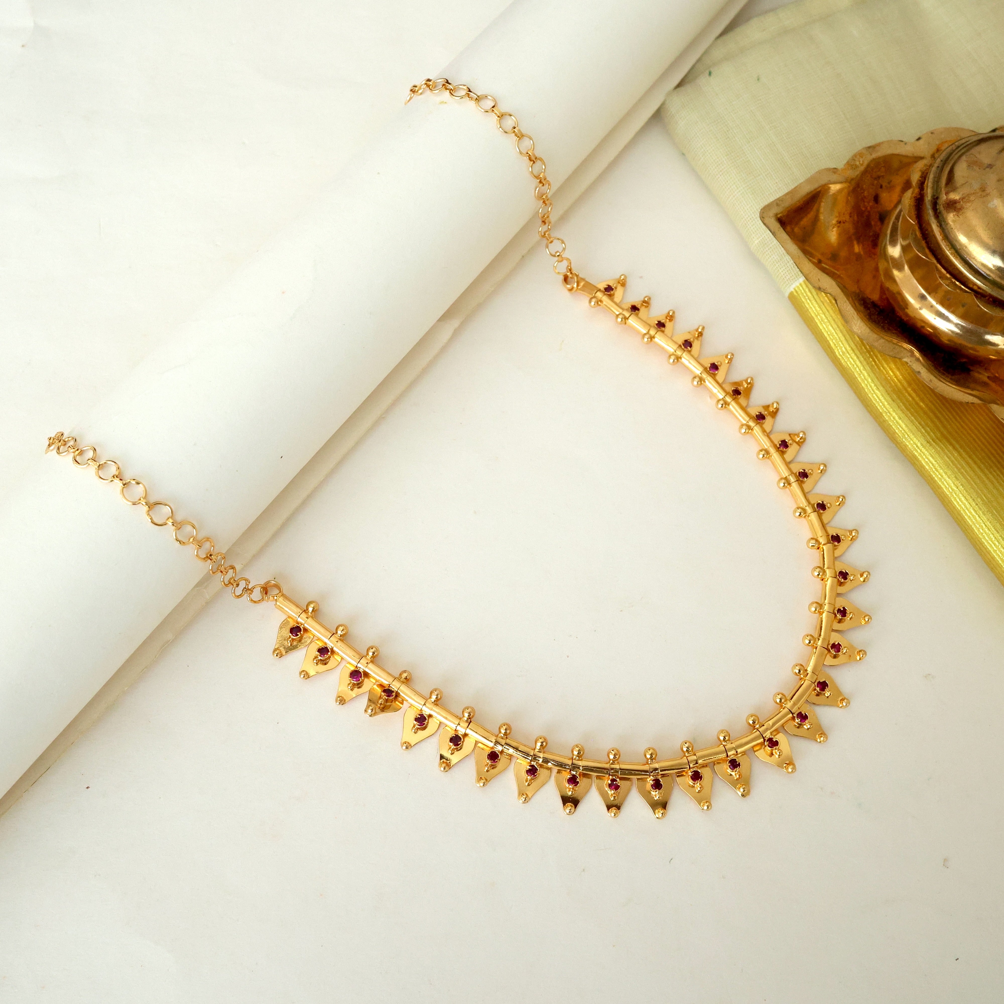 Real Gold Tone AD Traditional Kerala Thalikoottam Necklace