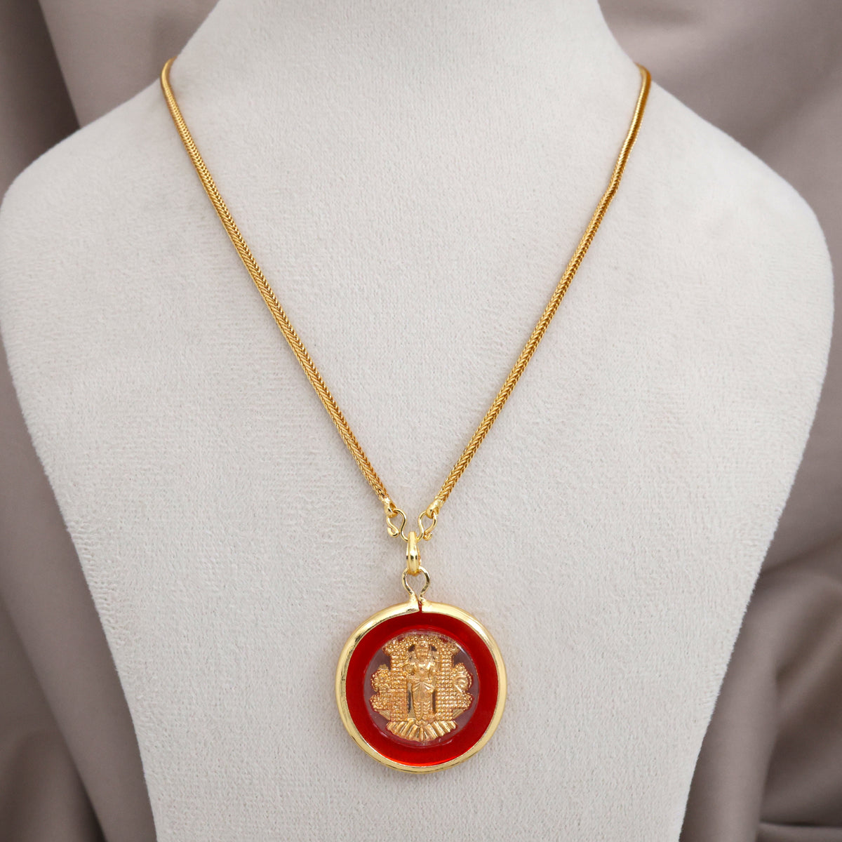Real Gold Look Traditional Kerala Round Guruvayoorappan Pendant Chain