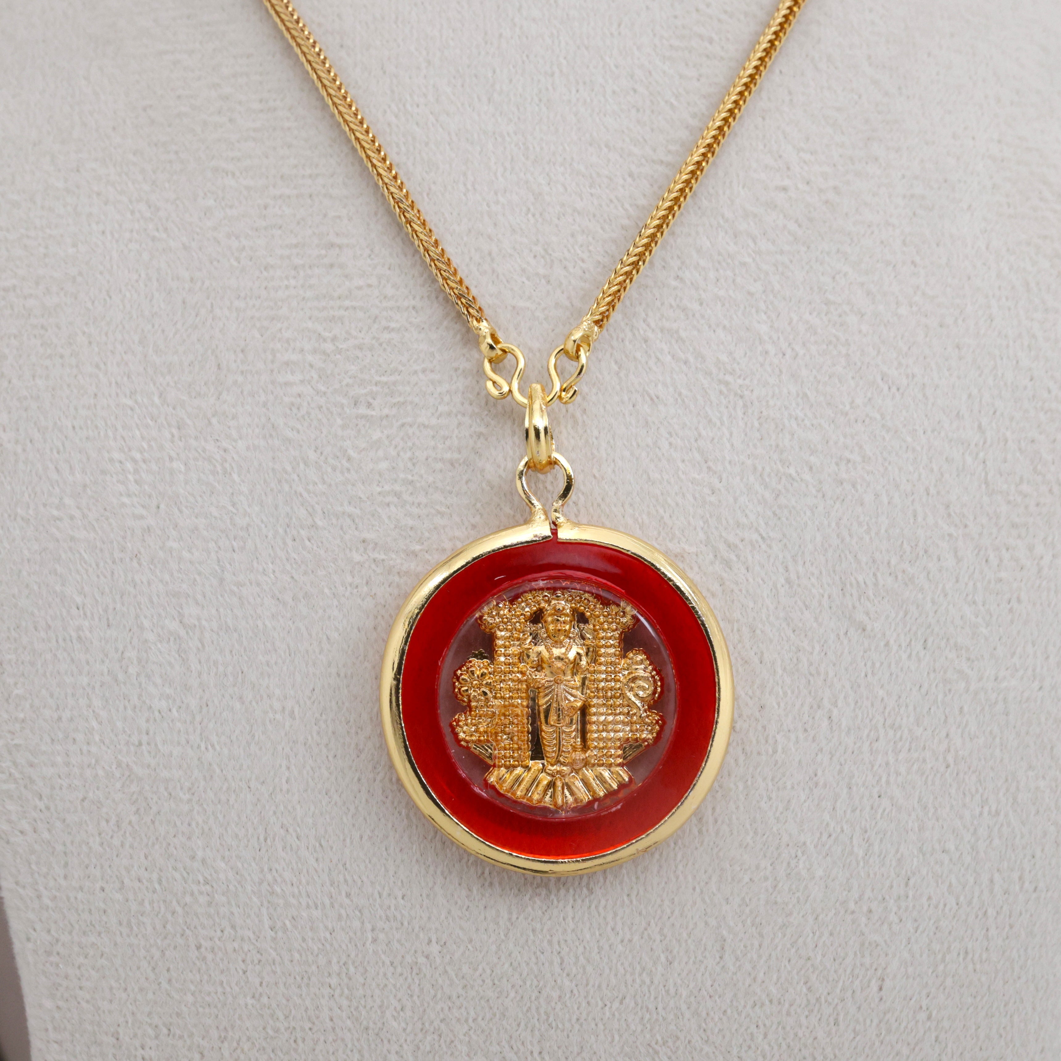 Real Gold Look Traditional Kerala Round Guruvayoorappan Pendant Chain