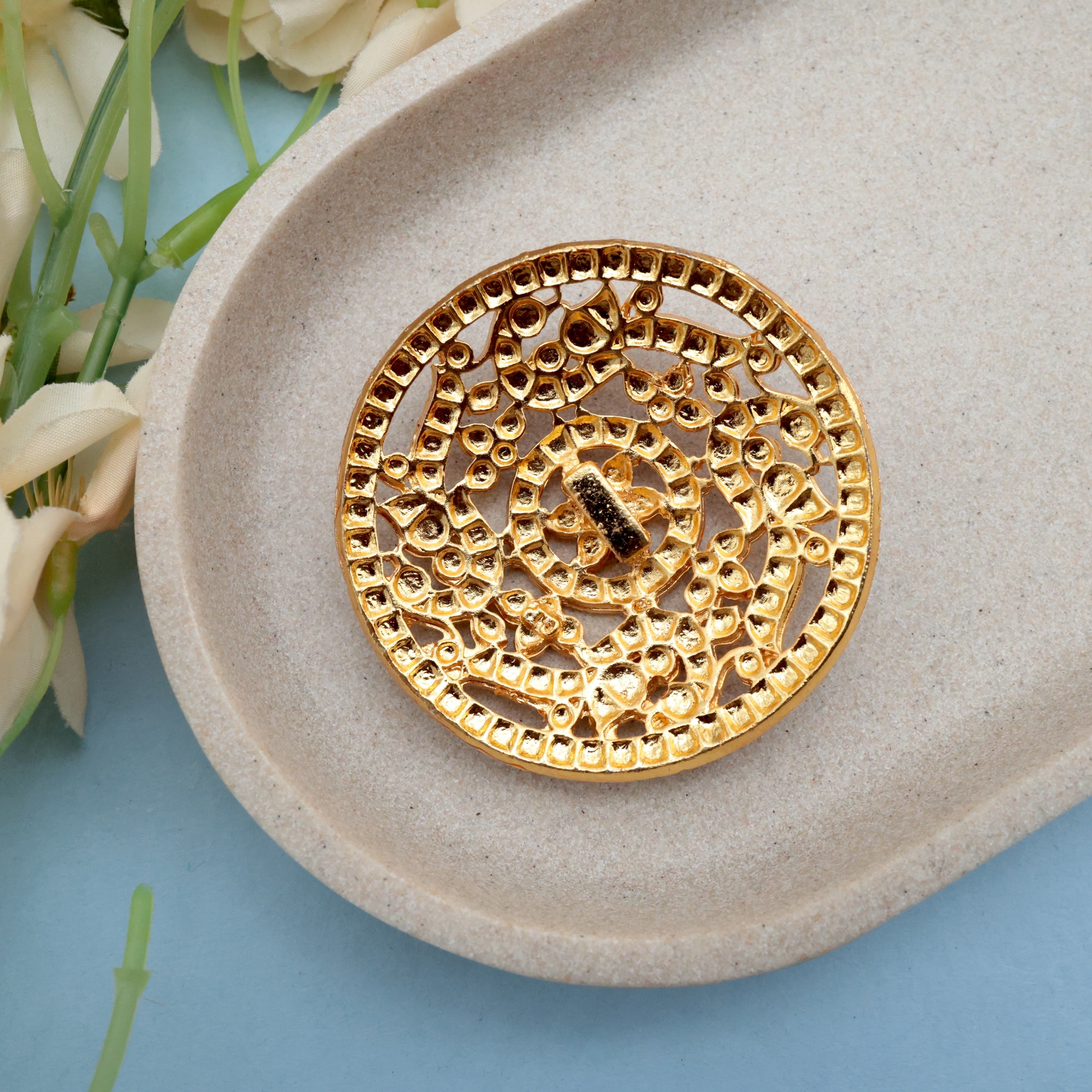 Traditional Kemp Peacock Flower Rakodi - Traditional Bridal / Dance Hair Bun Accessory