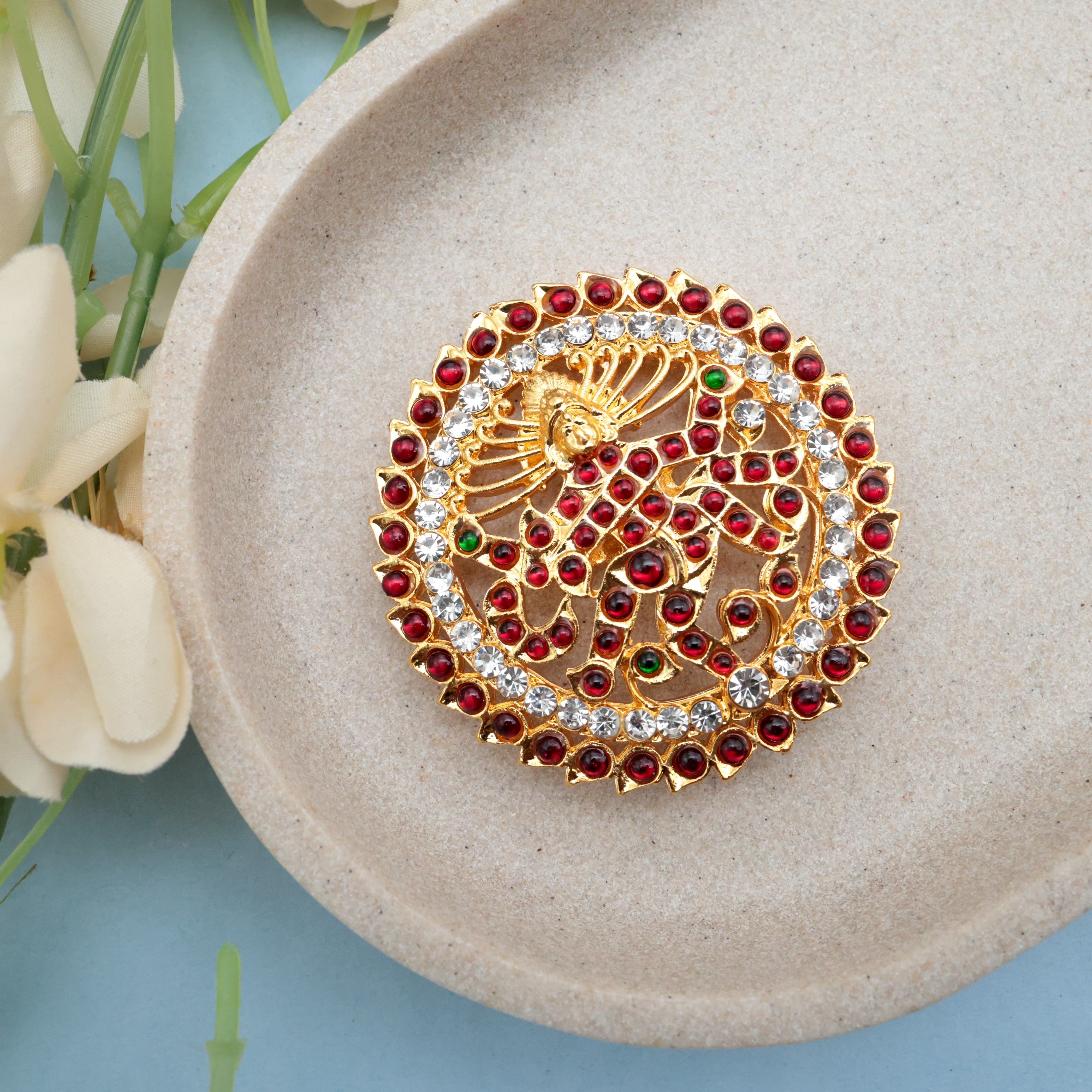 Traditional Kemp Lord Nataraja Rakodi - Traditional Bridal / Dance Hair Bun Accessory