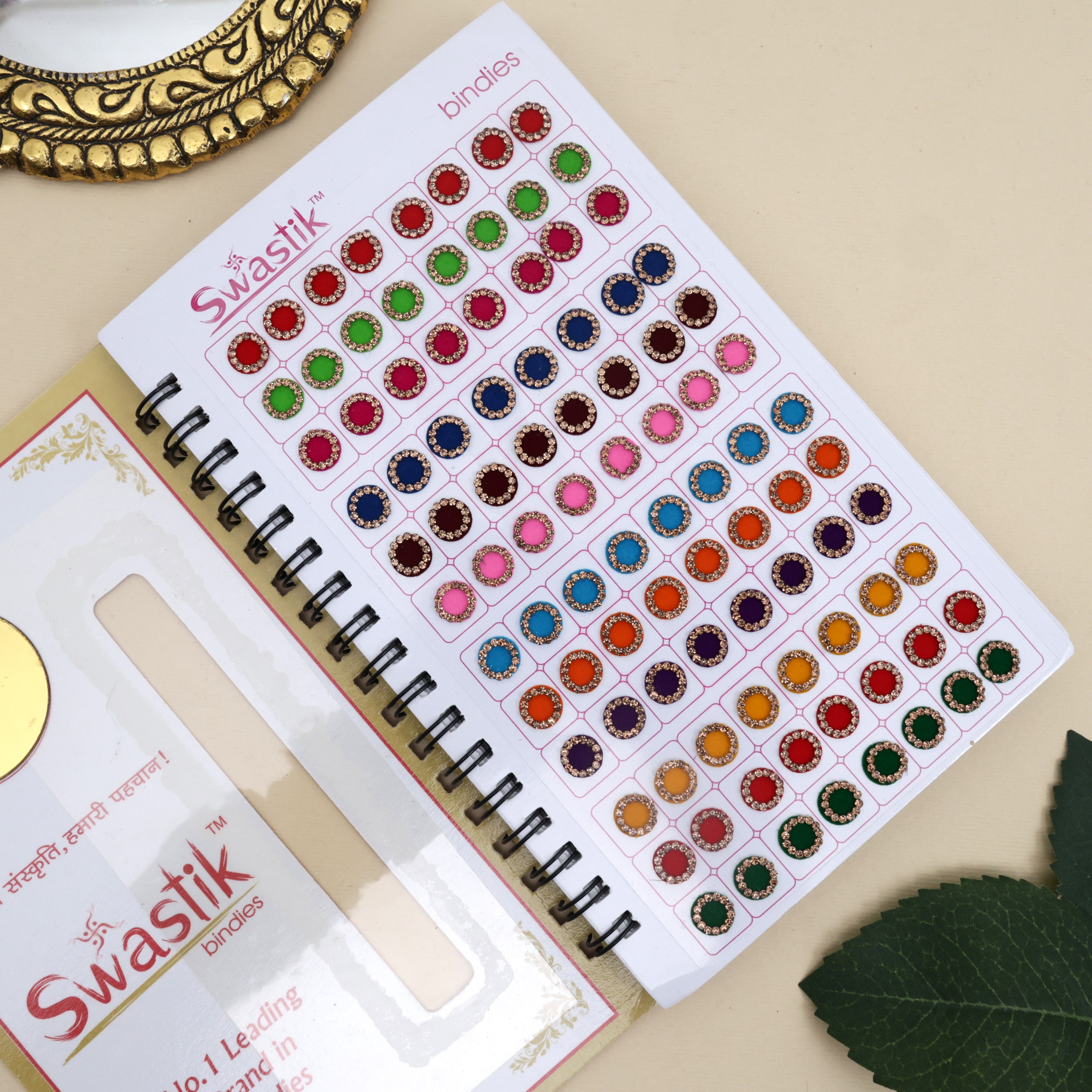Golden Stone Border Round Multicolour Bridal Bindi Book