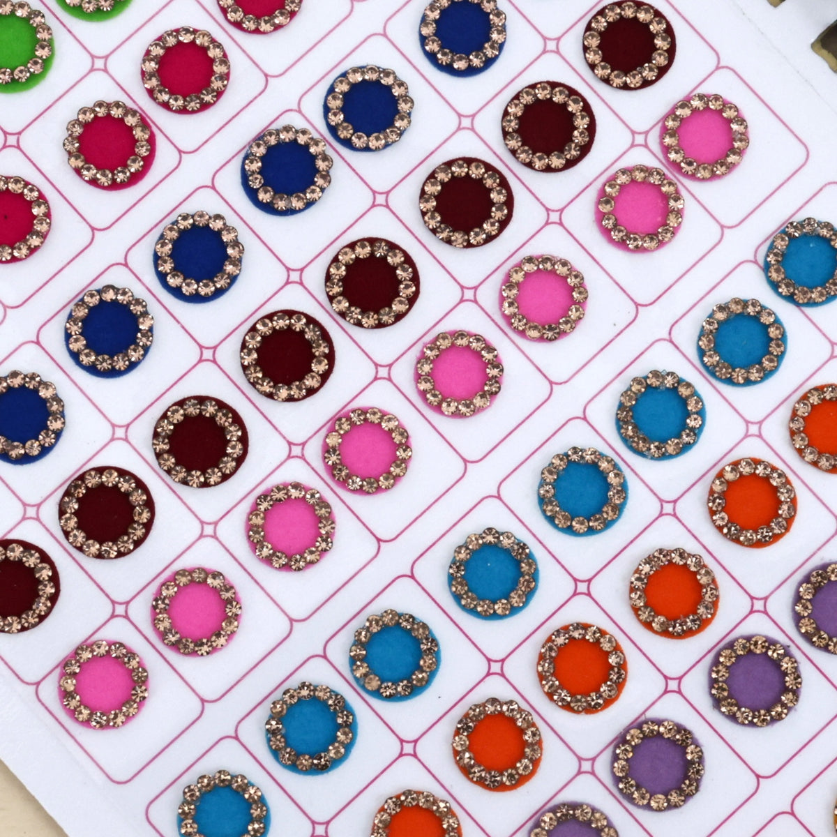 Golden Stone Border Round Multicolour Bridal Bindi Book