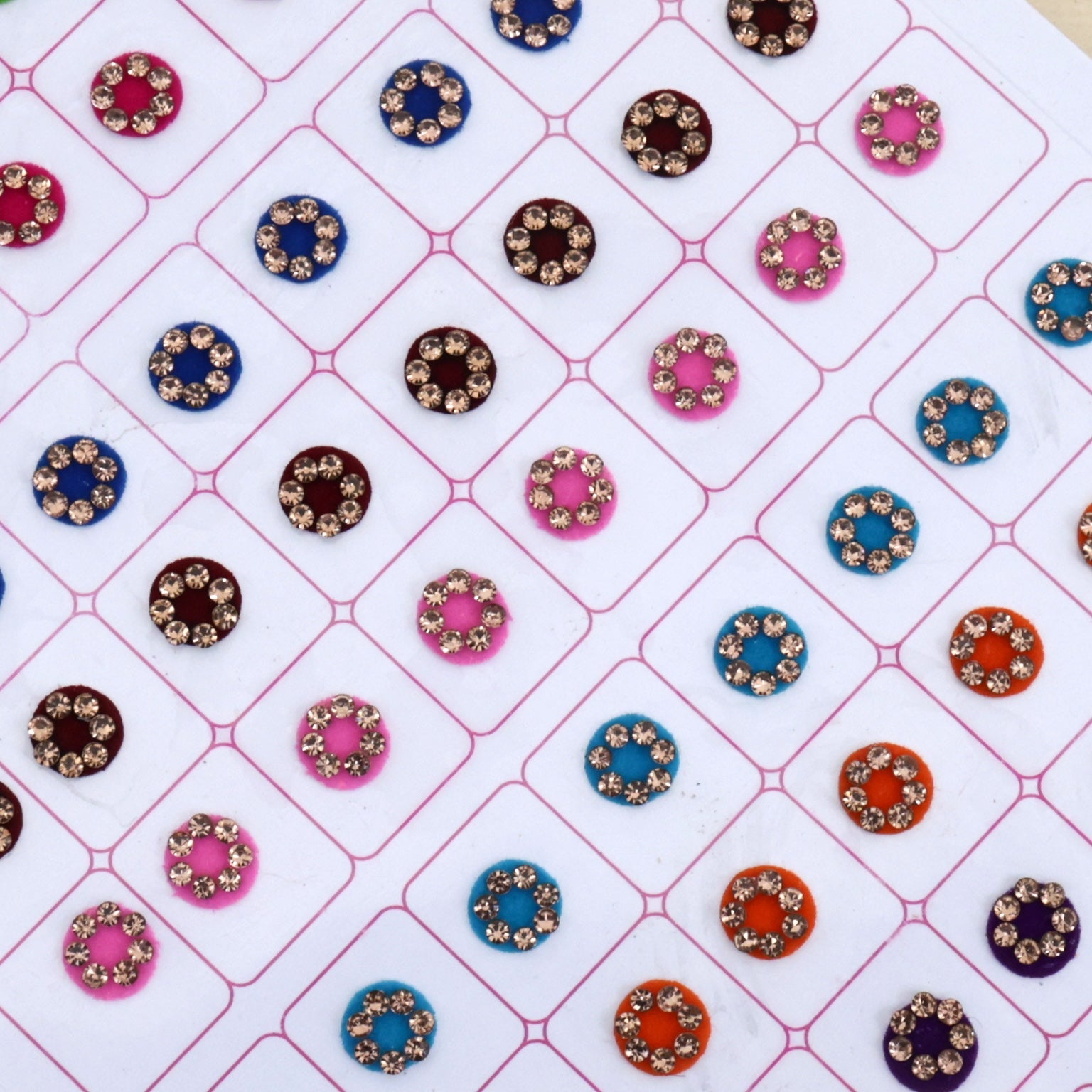 Golden Stone Border Round Multicolour Bridal Bindi Book