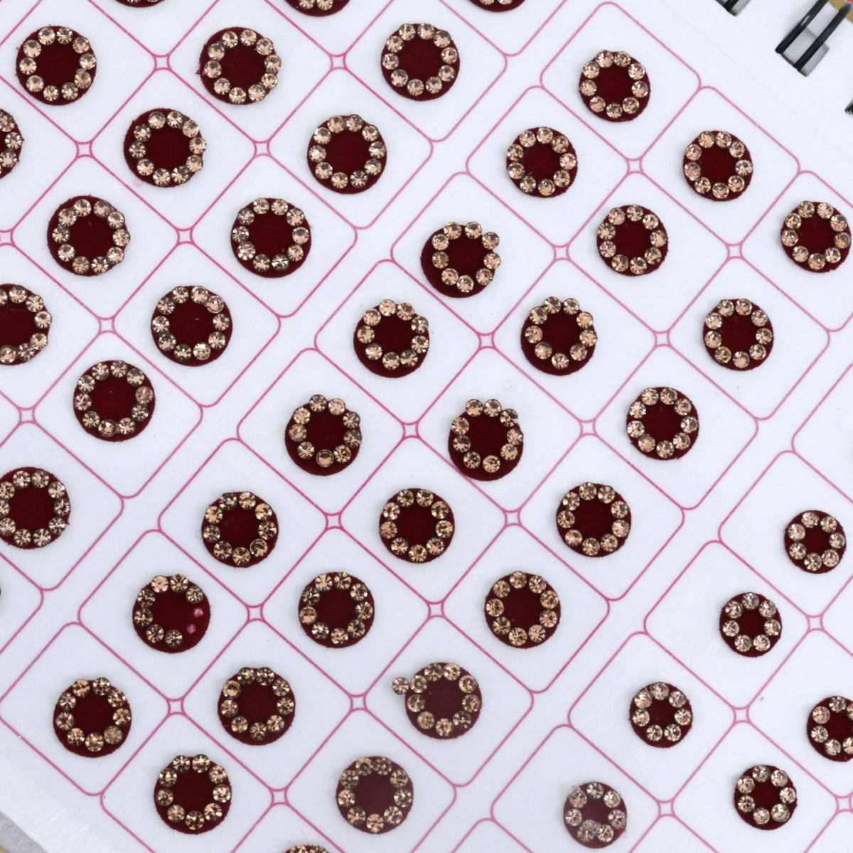 Golden Stone Border Round Multicolour Bridal Bindi Book