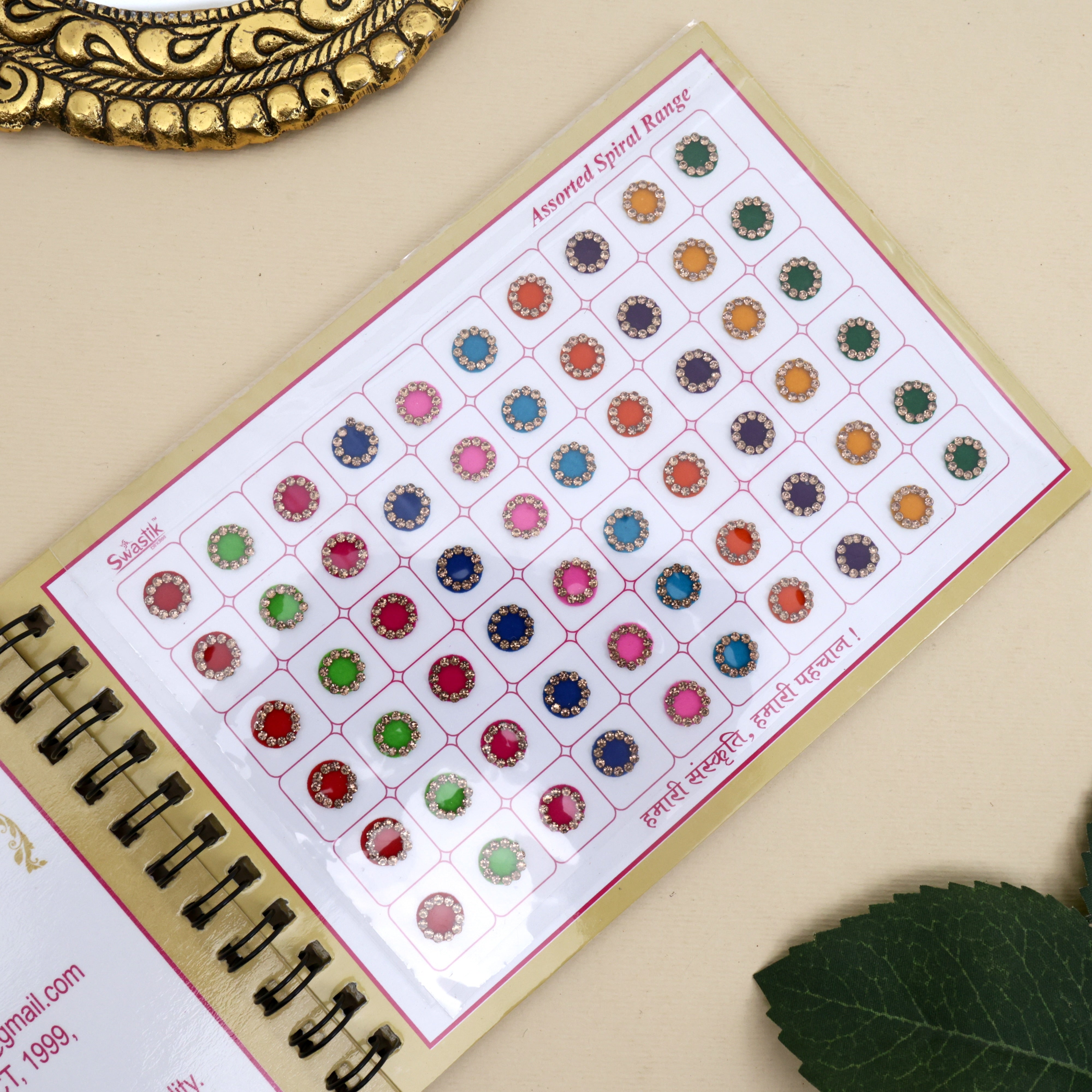 Swastik Full Golden Stone Border Round Colour Bridal Bindi Book - 300 Bindis