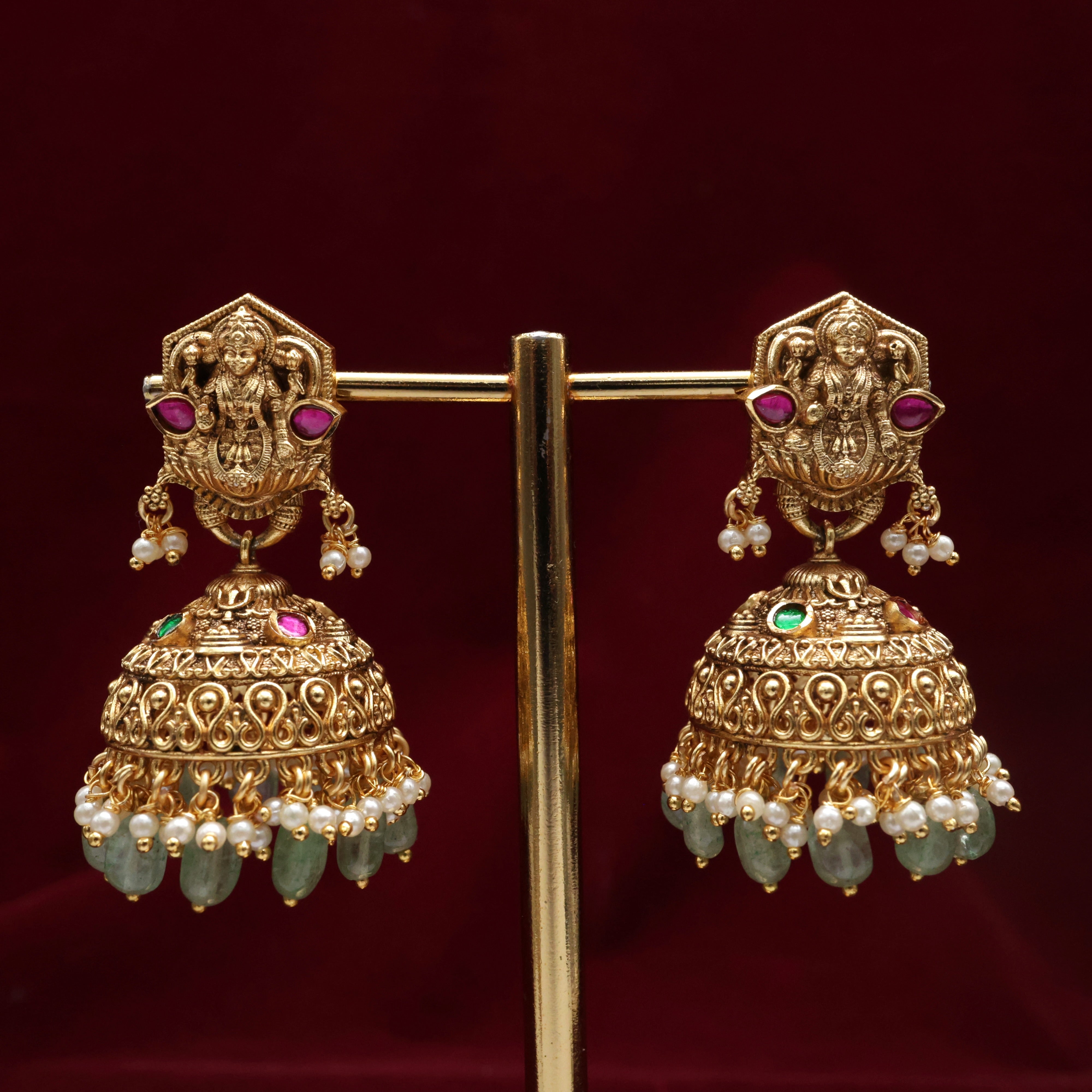 Antique Nagas Lakshmi Devi Jadau Kundan Bridal Jhumkas
