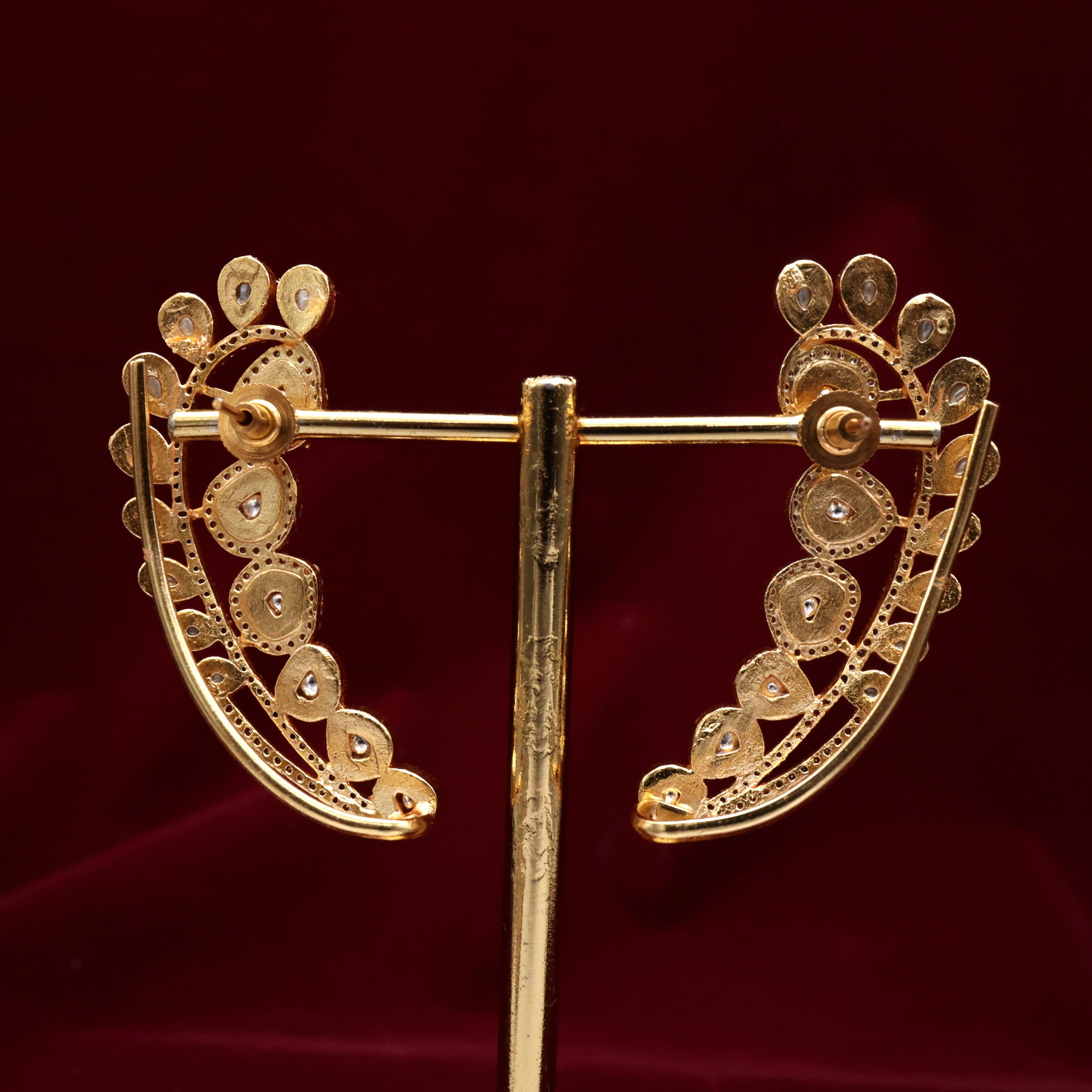 Premium Jadau Kundan Moissanite Earcuff Earrings