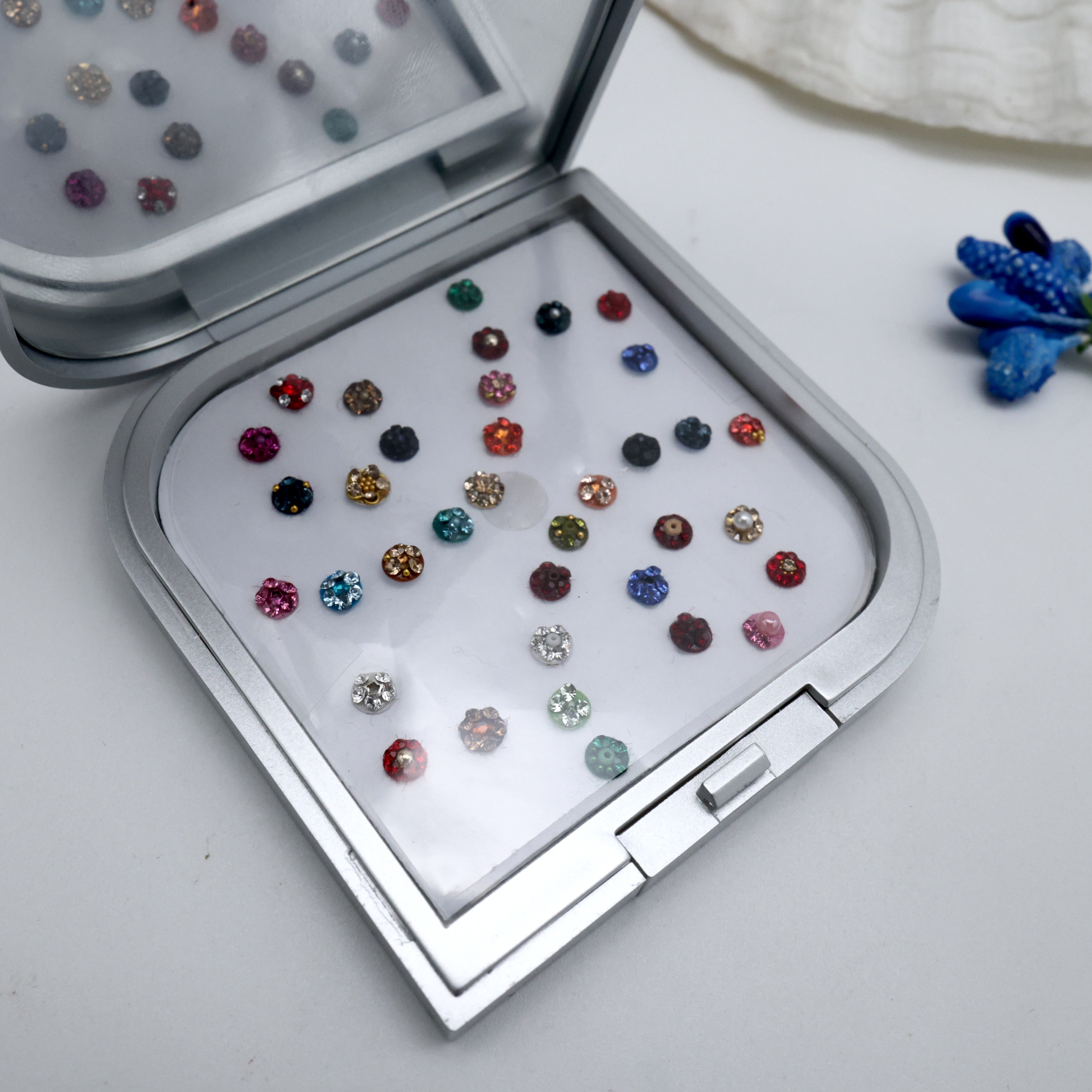 Premium Fancy Bridal Bindis Box with Mirror