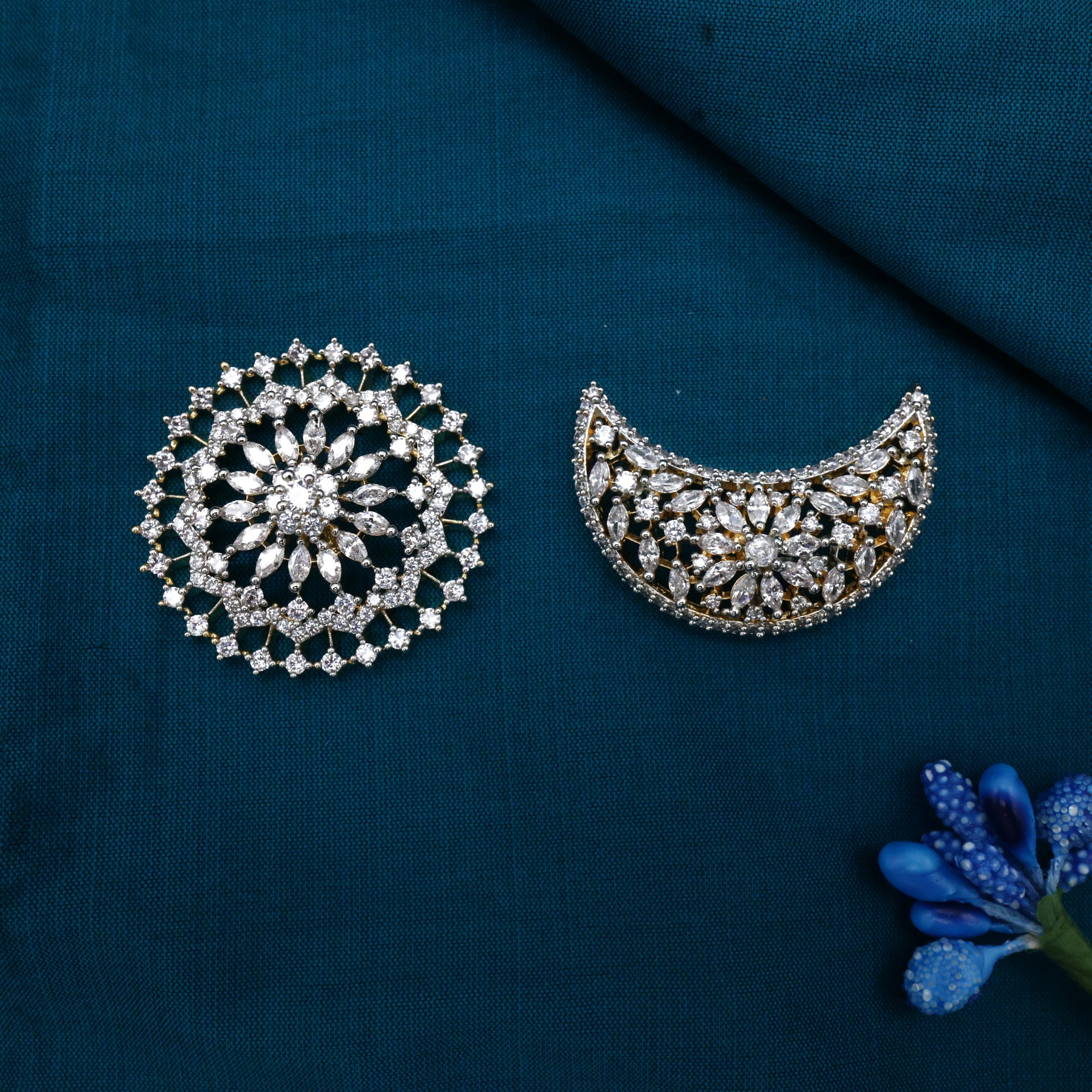 Diamond Look AD Bridal Sun Moon Hair Choti - Bridal Suryan Chandran Billais