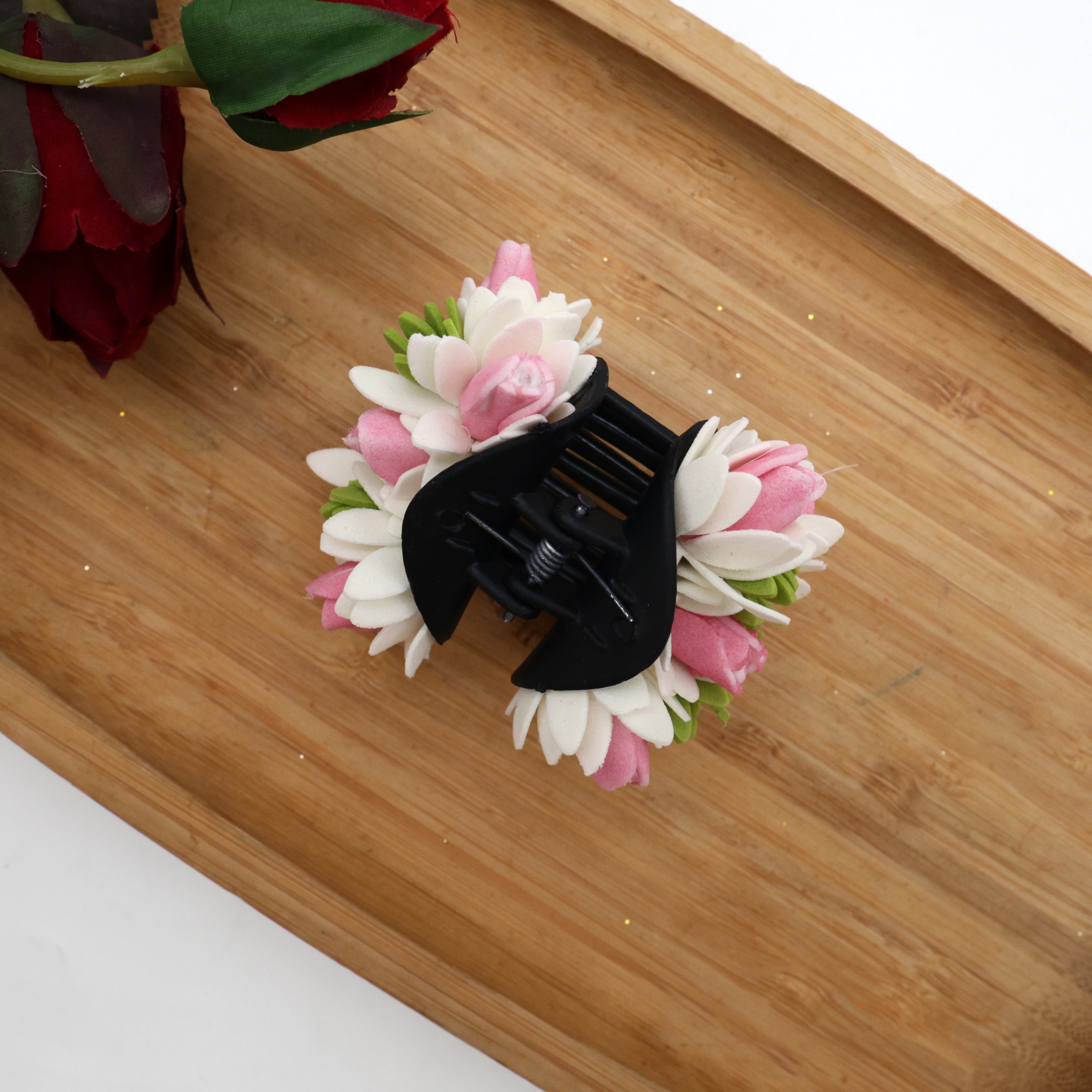 Handmade Foam Mulla Poo Jathi Poo Kadhambham Claw Clip