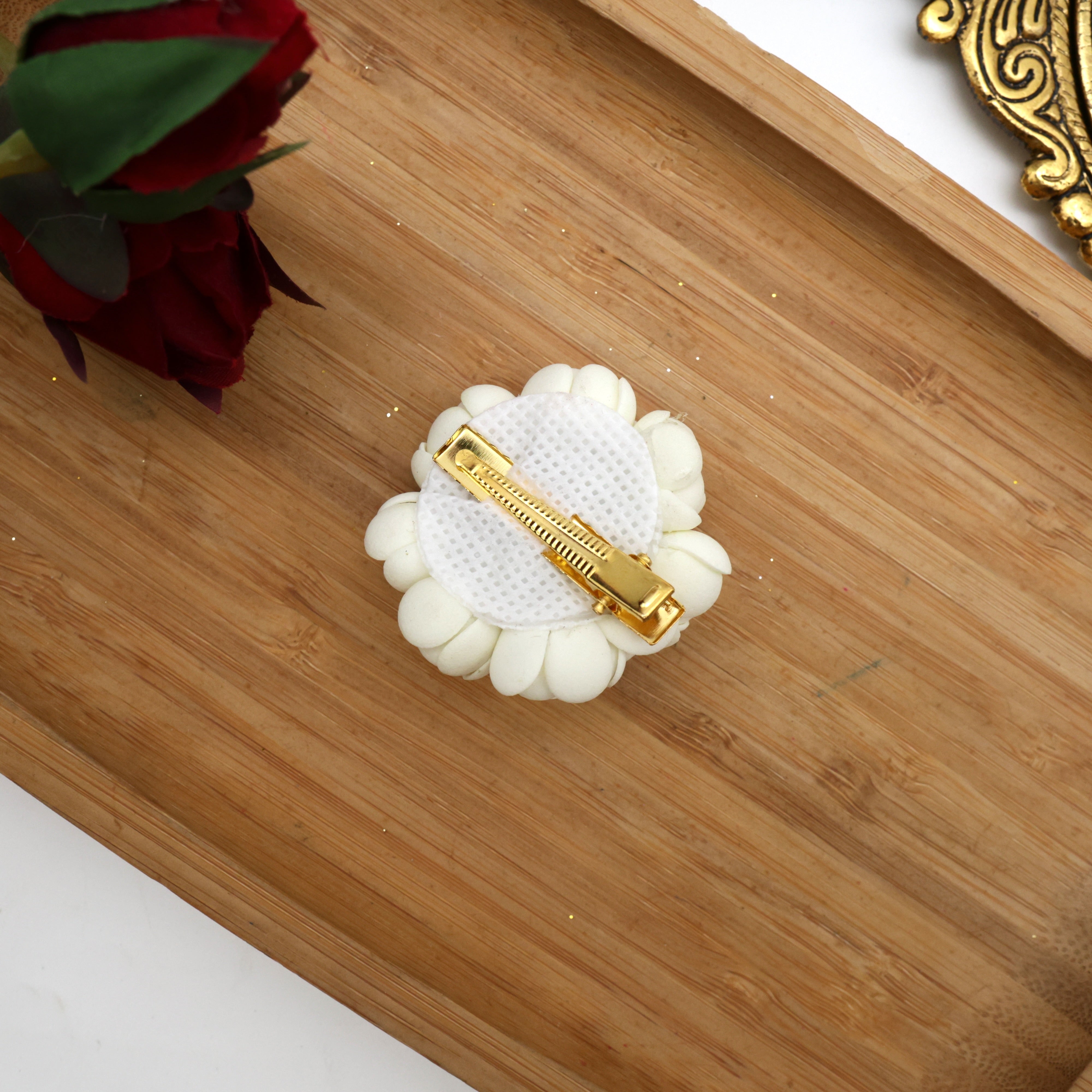 Handmade Foam Bloomed Jasmine Gundu Malli Alligator Hair Pin