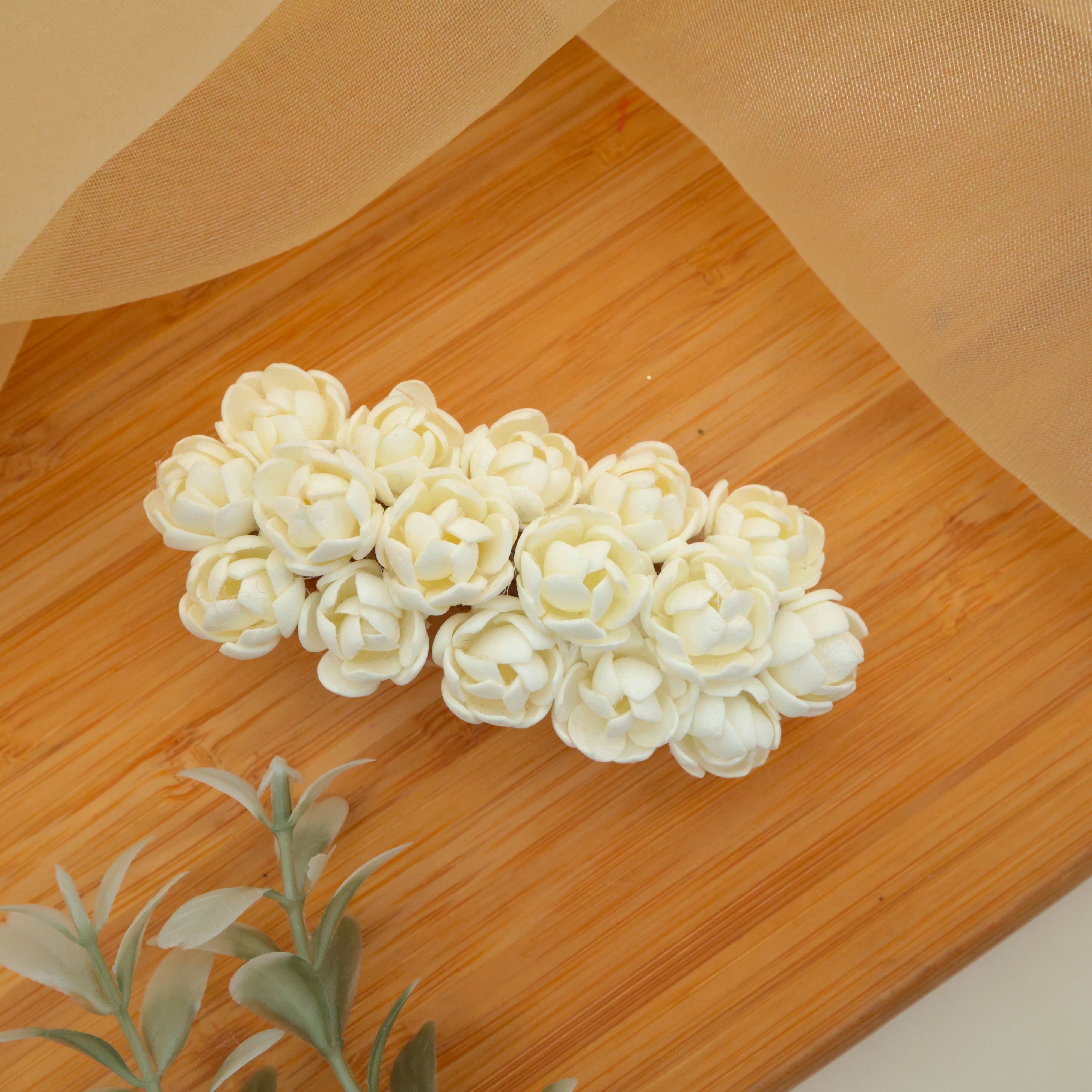 Real Look Handmade Foam Jasmine French Barrette Hair Clip For Women - Medium Clip