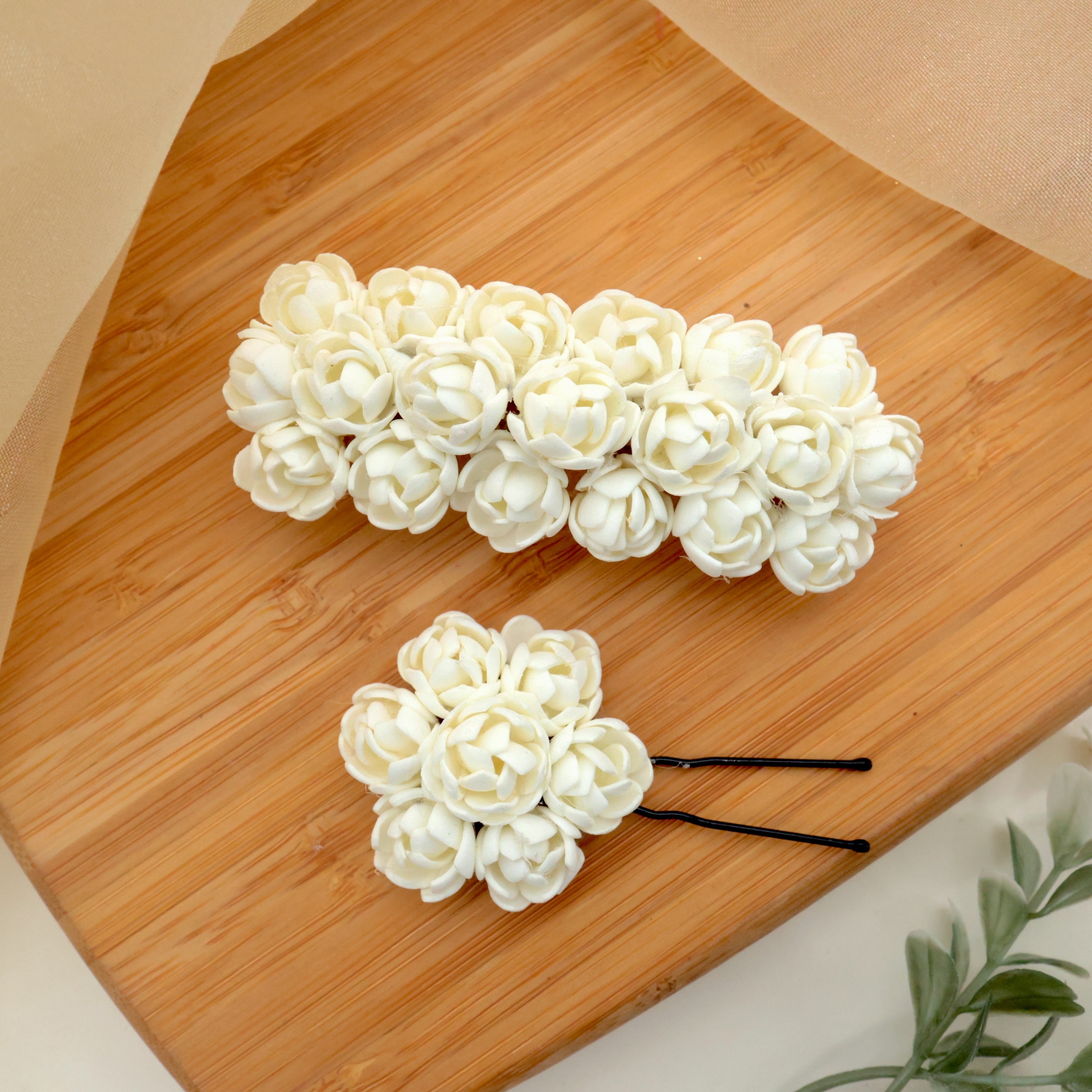 Real Look Handmade Foam Jasmine French Barrette Hair Clip & U Pin Hair Accessories