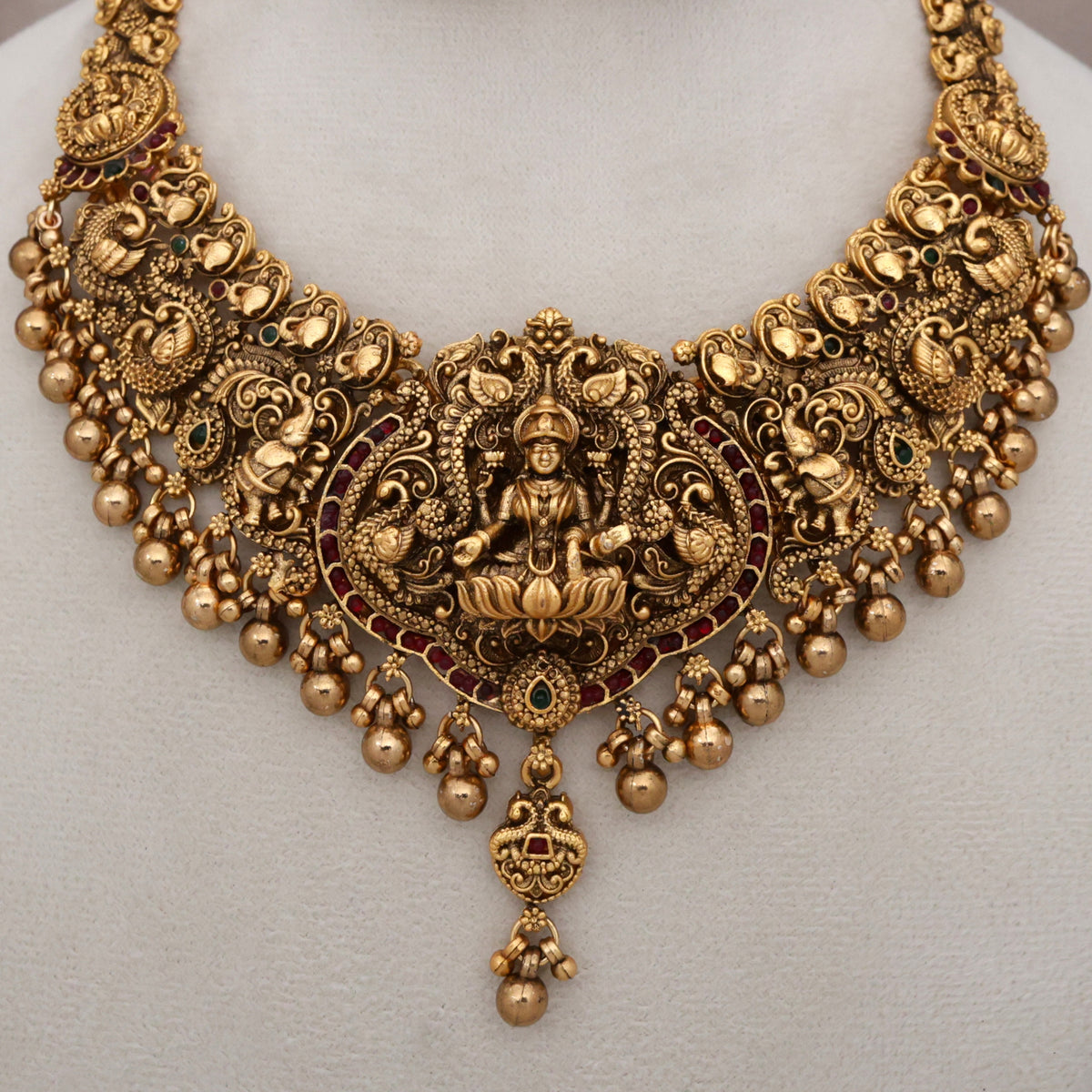 Antique Matte Nagas Mahalakshmi Devi Budget Bridal Necklace Set