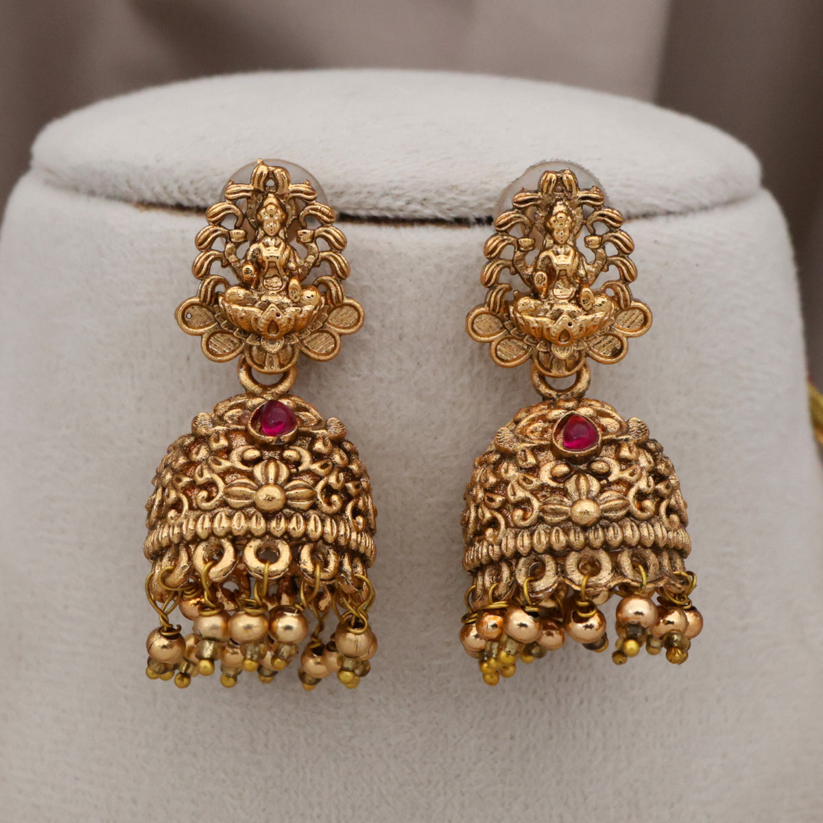 Antique Matte Nagas Mahalakshmi Devi Budget Bridal Necklace Set