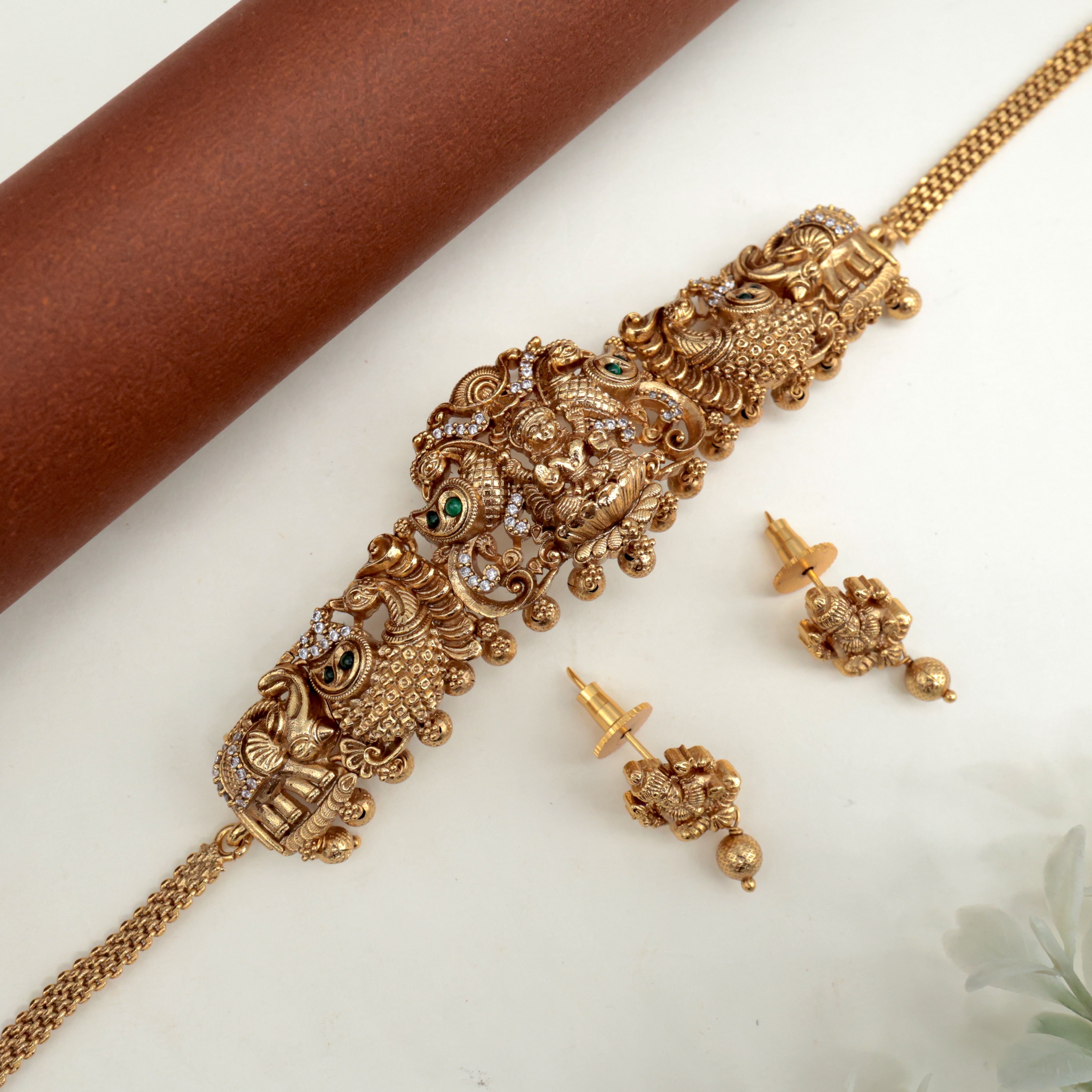 Premium Nagas Annam Lakshmi High Neck Bridal Choker