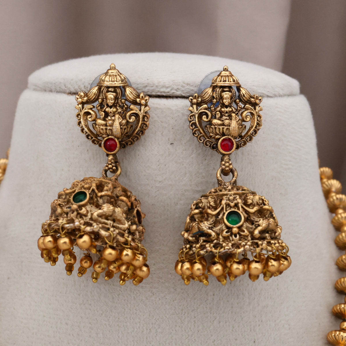 Antique Nagas Budget Lakshmi Temple Gopuram Chakri Mala Necklace Set