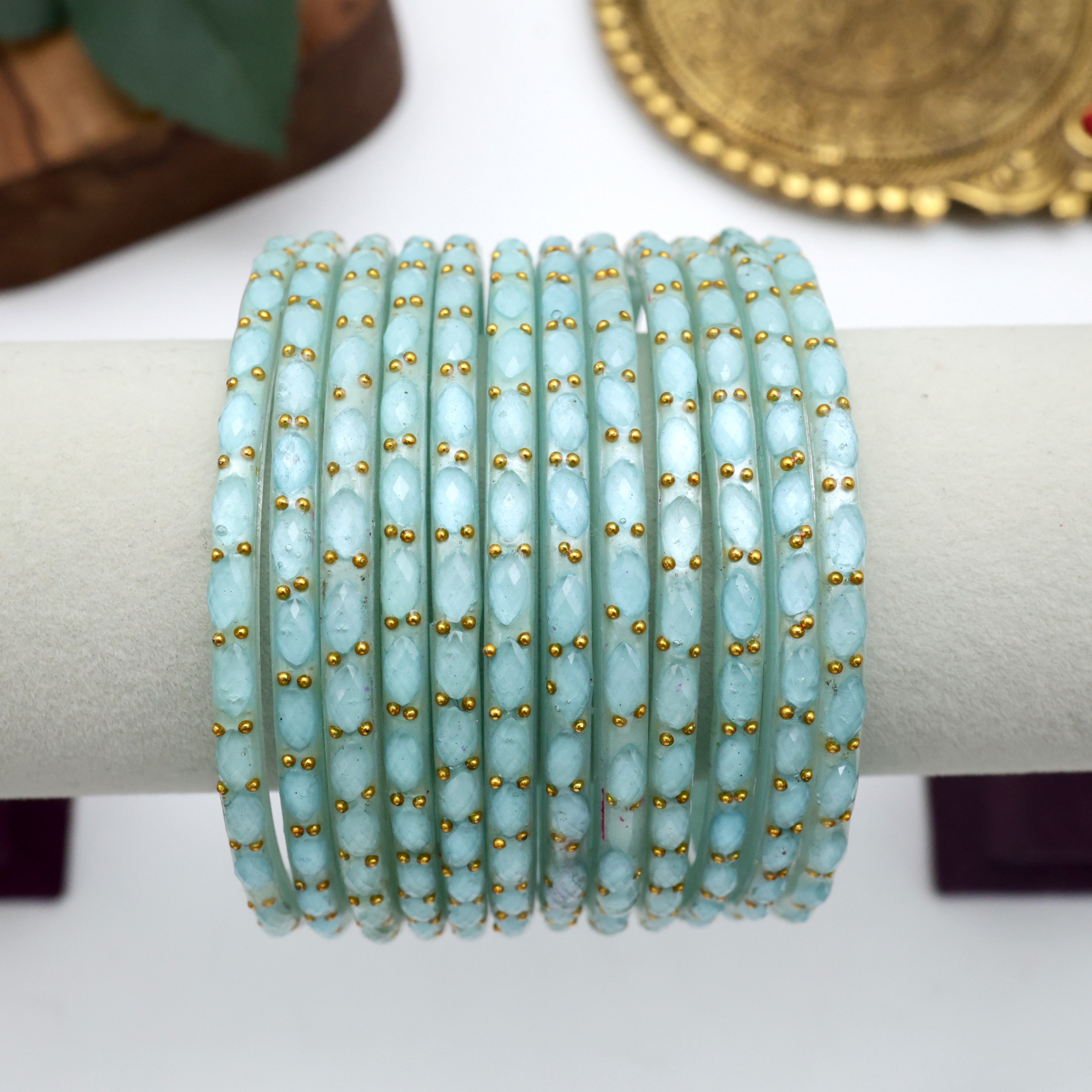 NEW PREMIUM CANDY RAINDROP BANGLES (ONE DOZEN) - PASTEL ICE BLUE