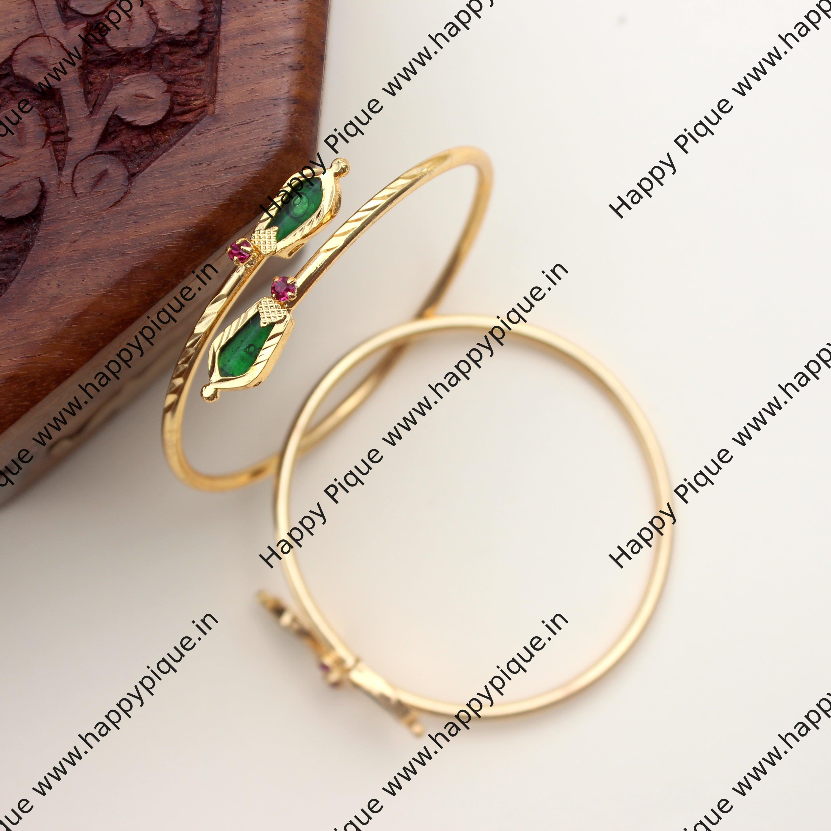 Real Gold Tone Nagapadam Adjustable Free Size Kadas