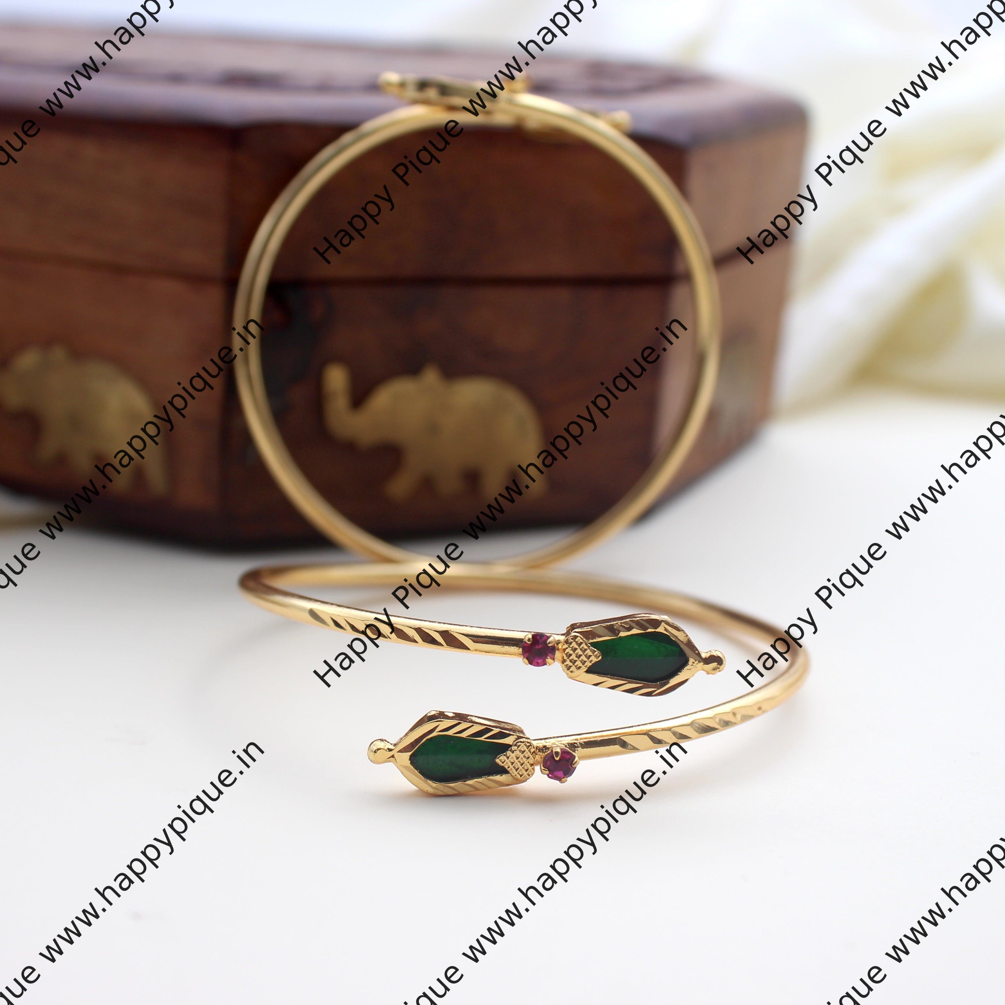 Real Gold Tone Nagapadam Adjustable Free Size Kadas