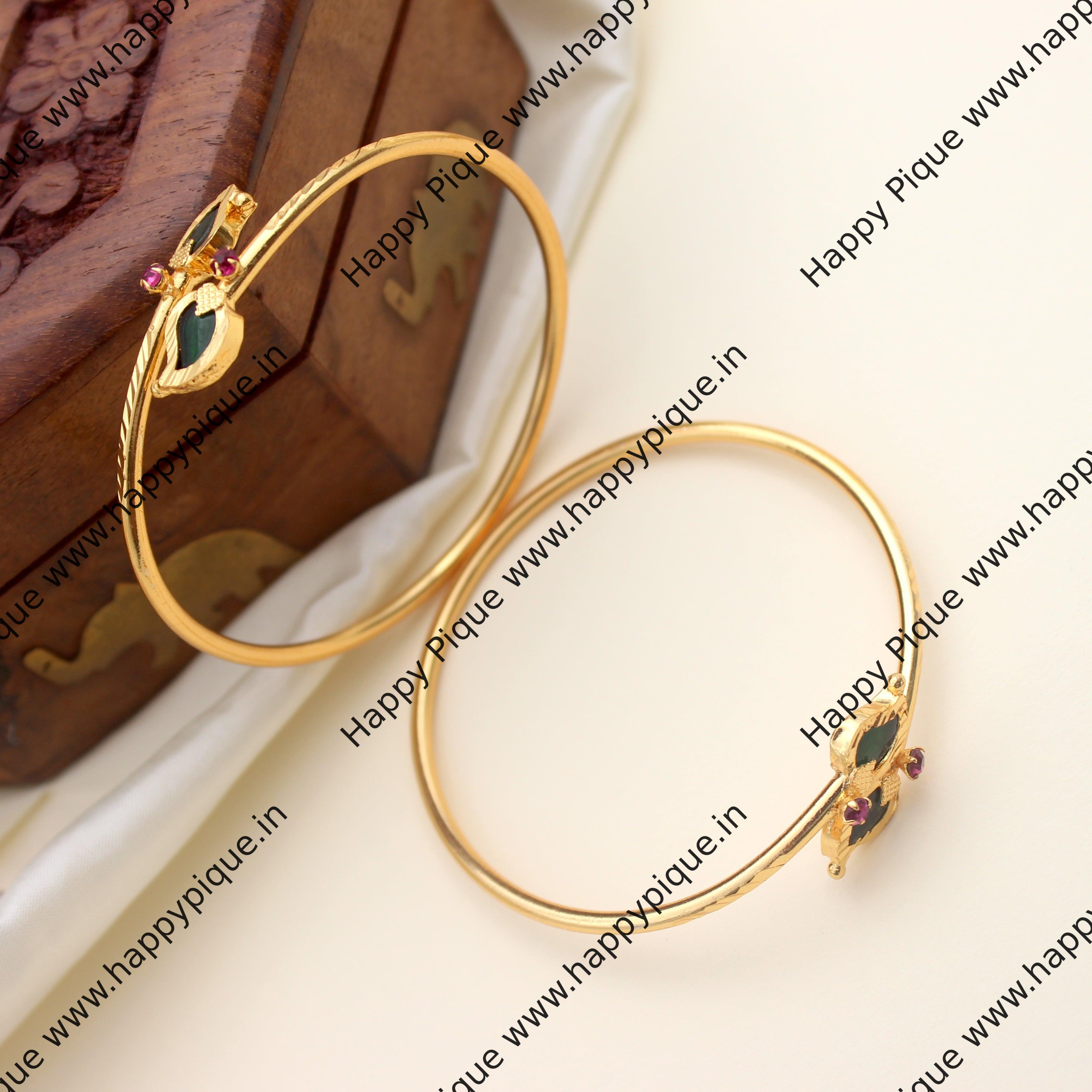 Real Gold Tone Palakka Mango Adjustable Free Size Kadas