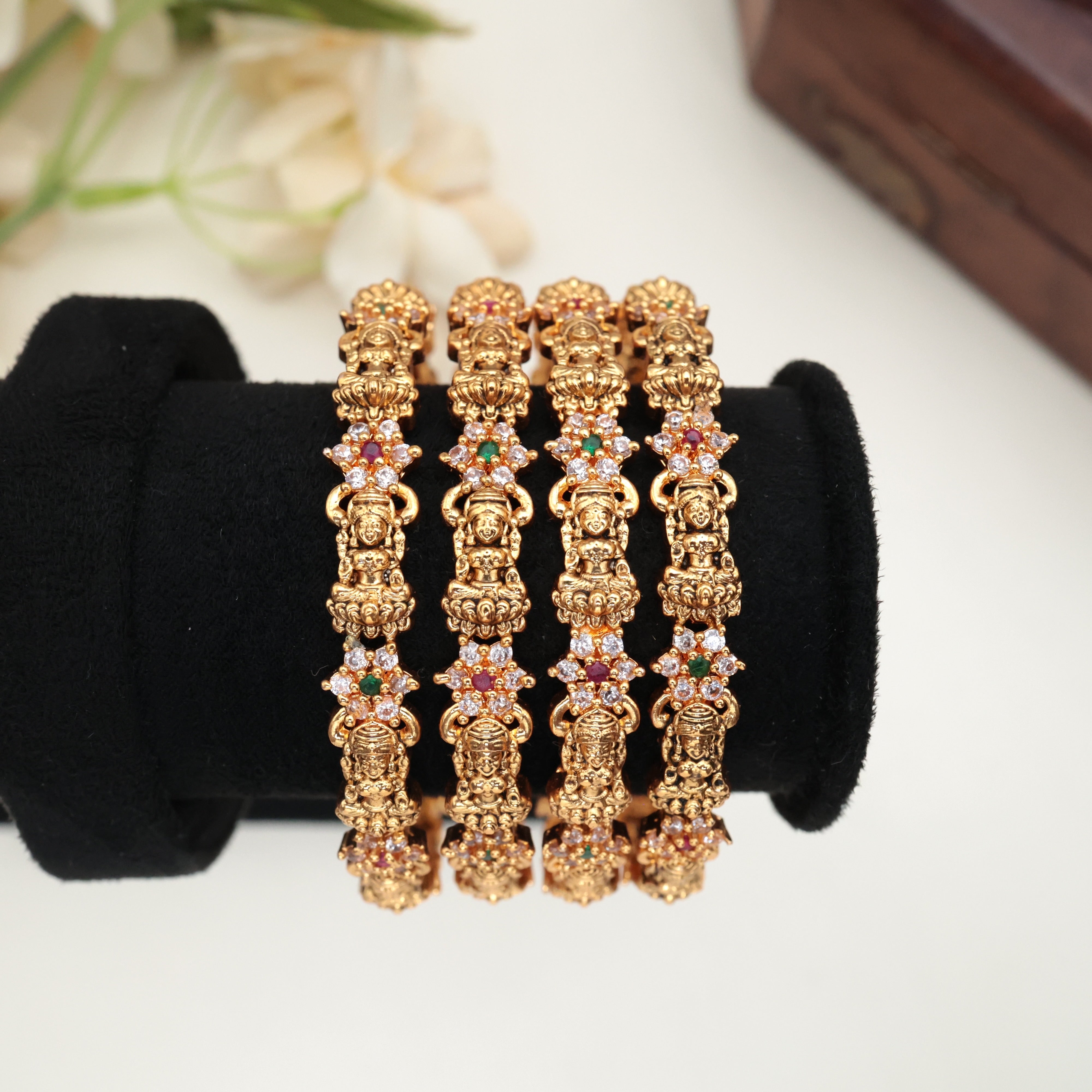 Set of 4 Antique Nagas Lakshmi Bridal Bangles