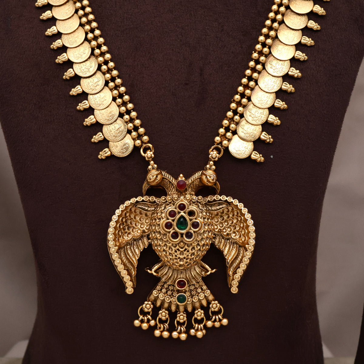 Antique Matte Lakshmi Coin Gandaberunda Bridal Combo Set